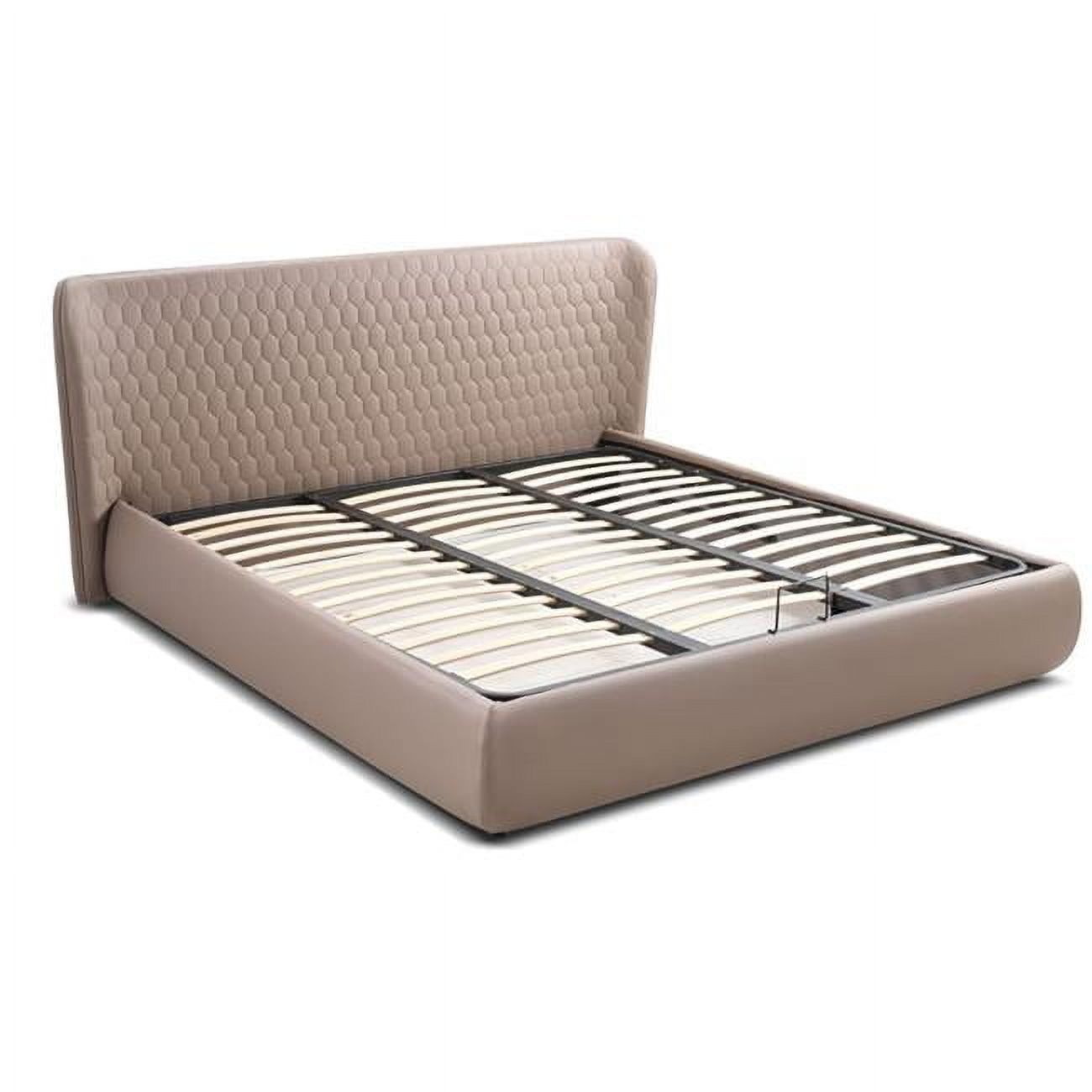 Casabianca Home CB-A101KTA Agoura King Size Bed, Taupe PU with Storage