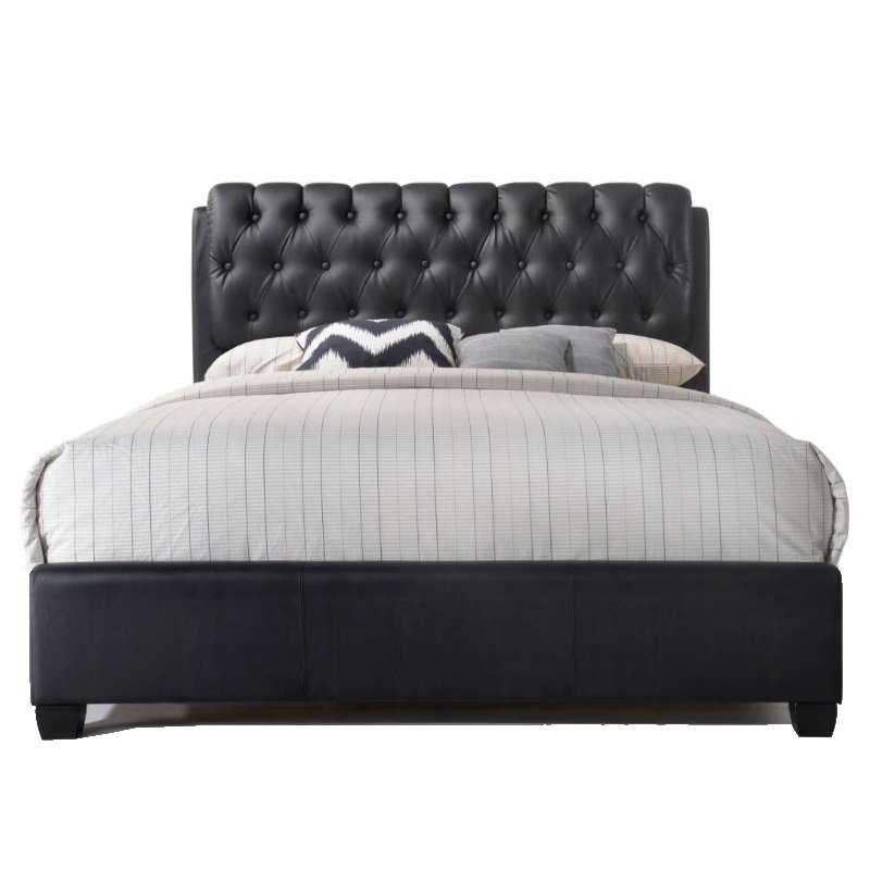 Acme Furniture Ireland II Queen Bed in Black PU, Multiple Sizes
