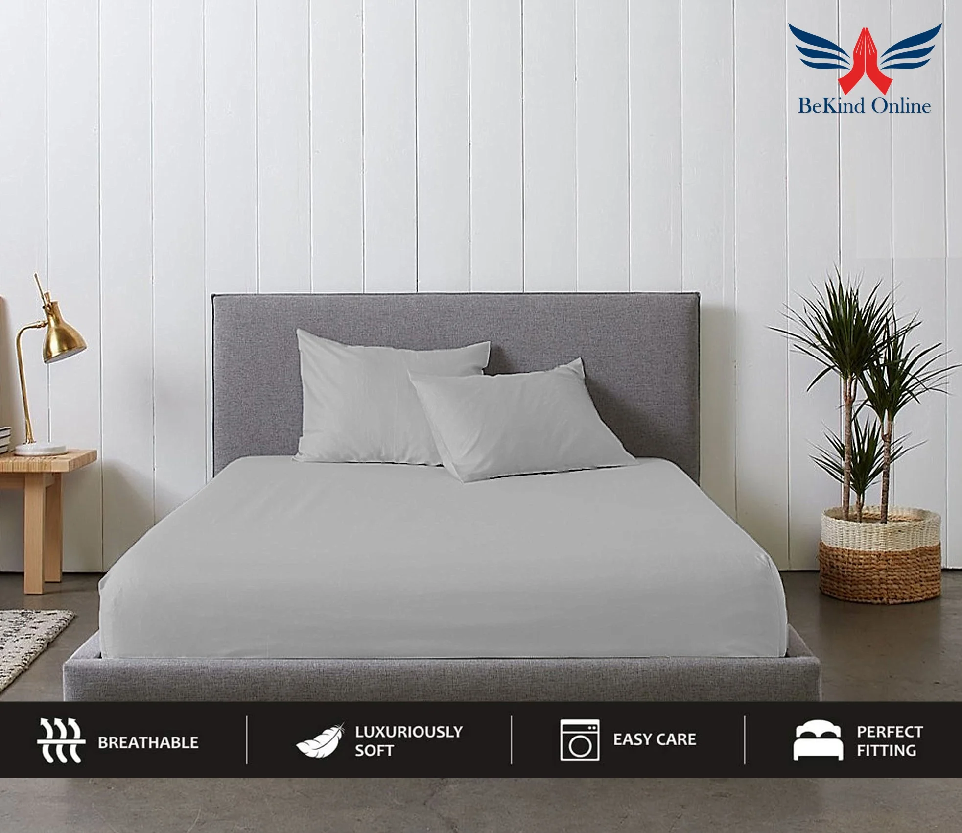 4-Piece Giza Cotton California King Size Sheet Set - Premium 1000-Thread-Count 100% Giza Egyptian Cotton, Fit Upto 18 inches Deep Pockets Mattress - Light Grey