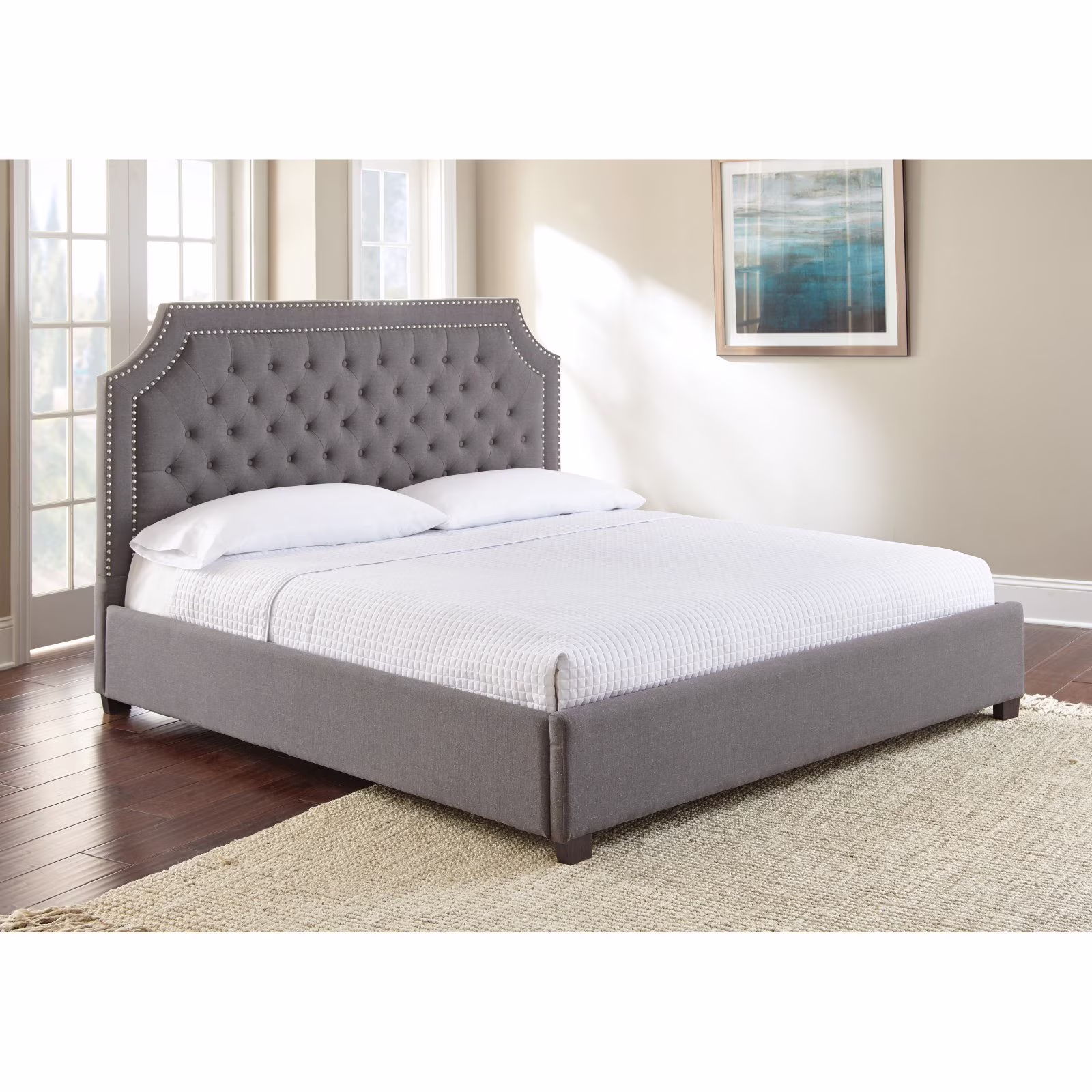 Steve Silver Willshire Tufted King Platform Bed in Gray