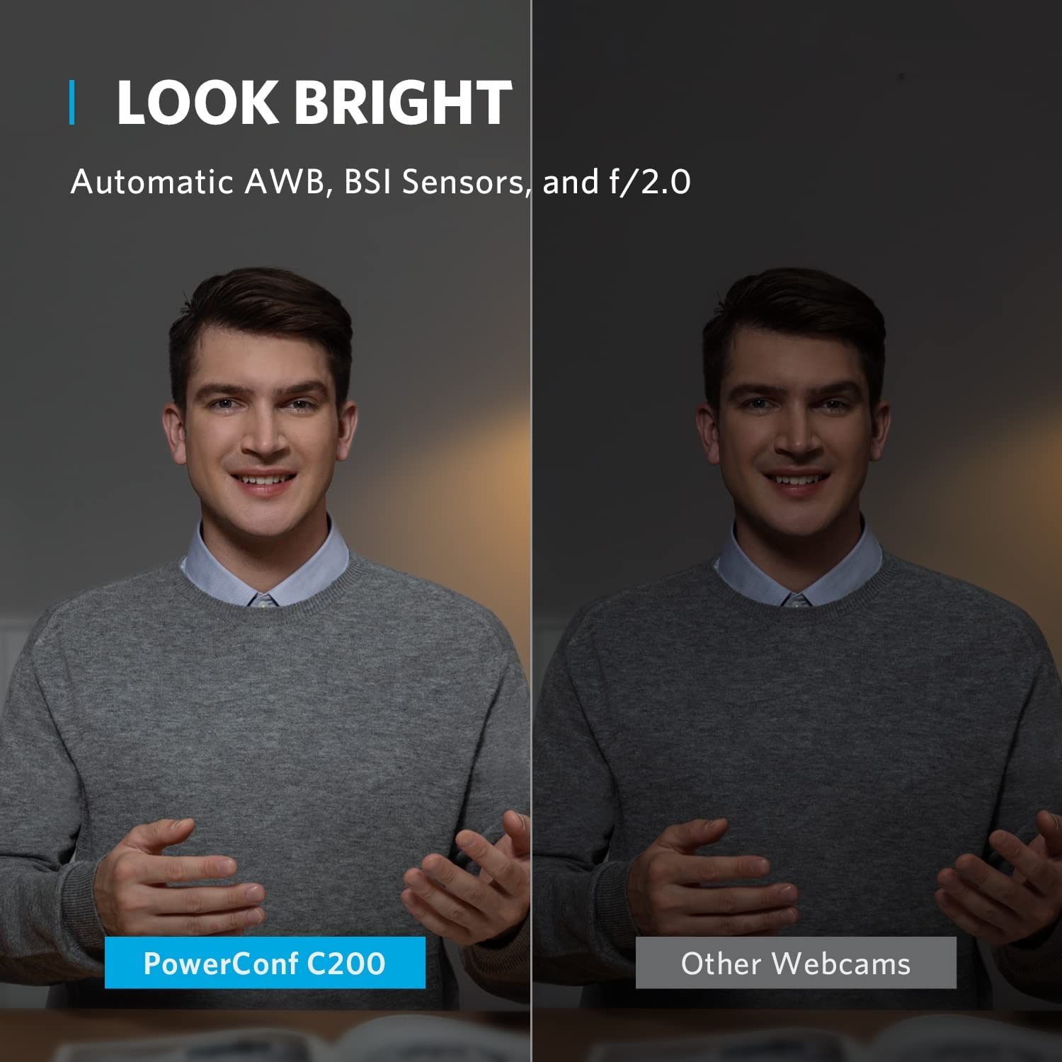 Anker 2K USB Webcam (PowerConf C200) with Dual Microphones AI-Noise Canceling Stereo