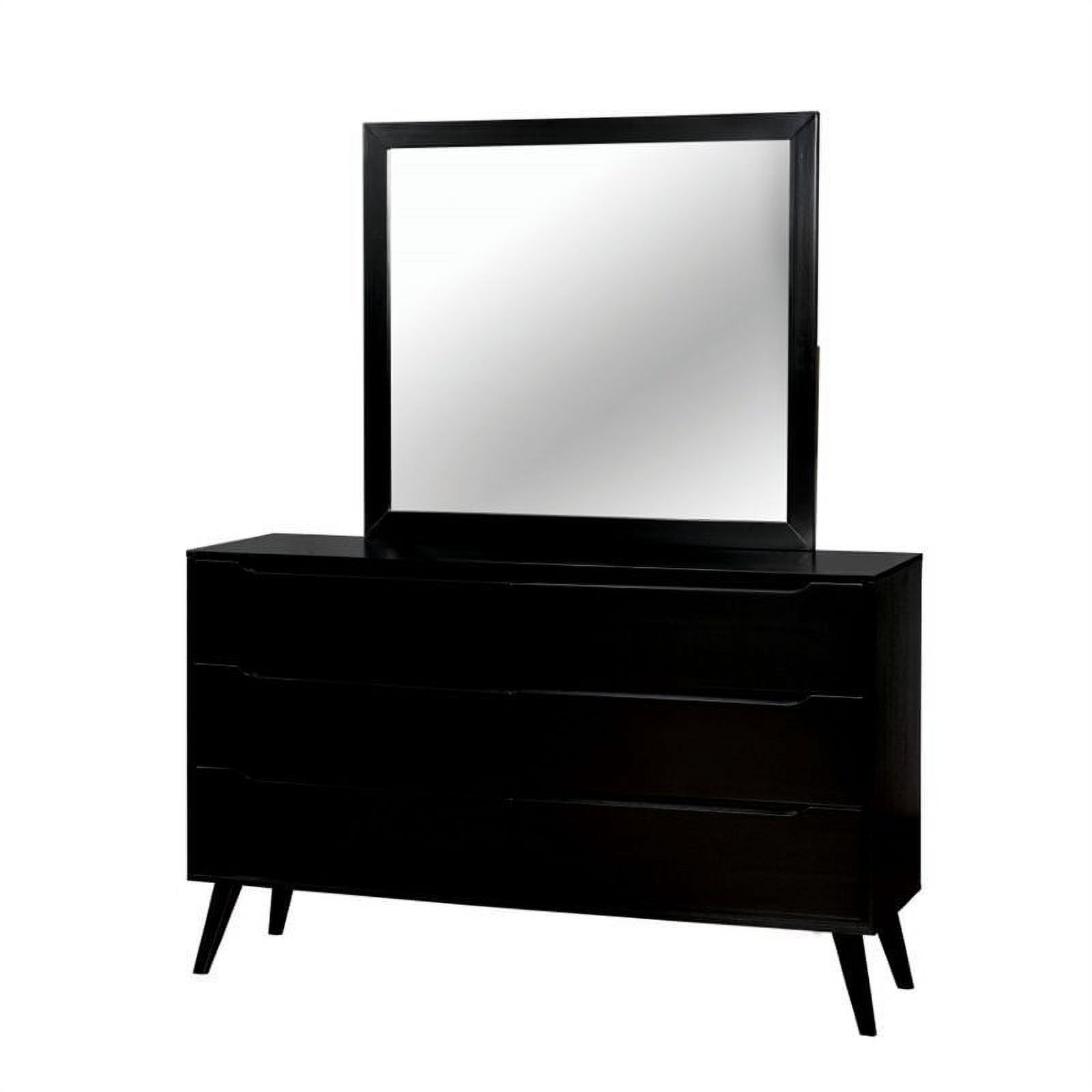 Furniture of America Belkor Solid Wood 6-Drawer Dresser and Mirror Set in Black