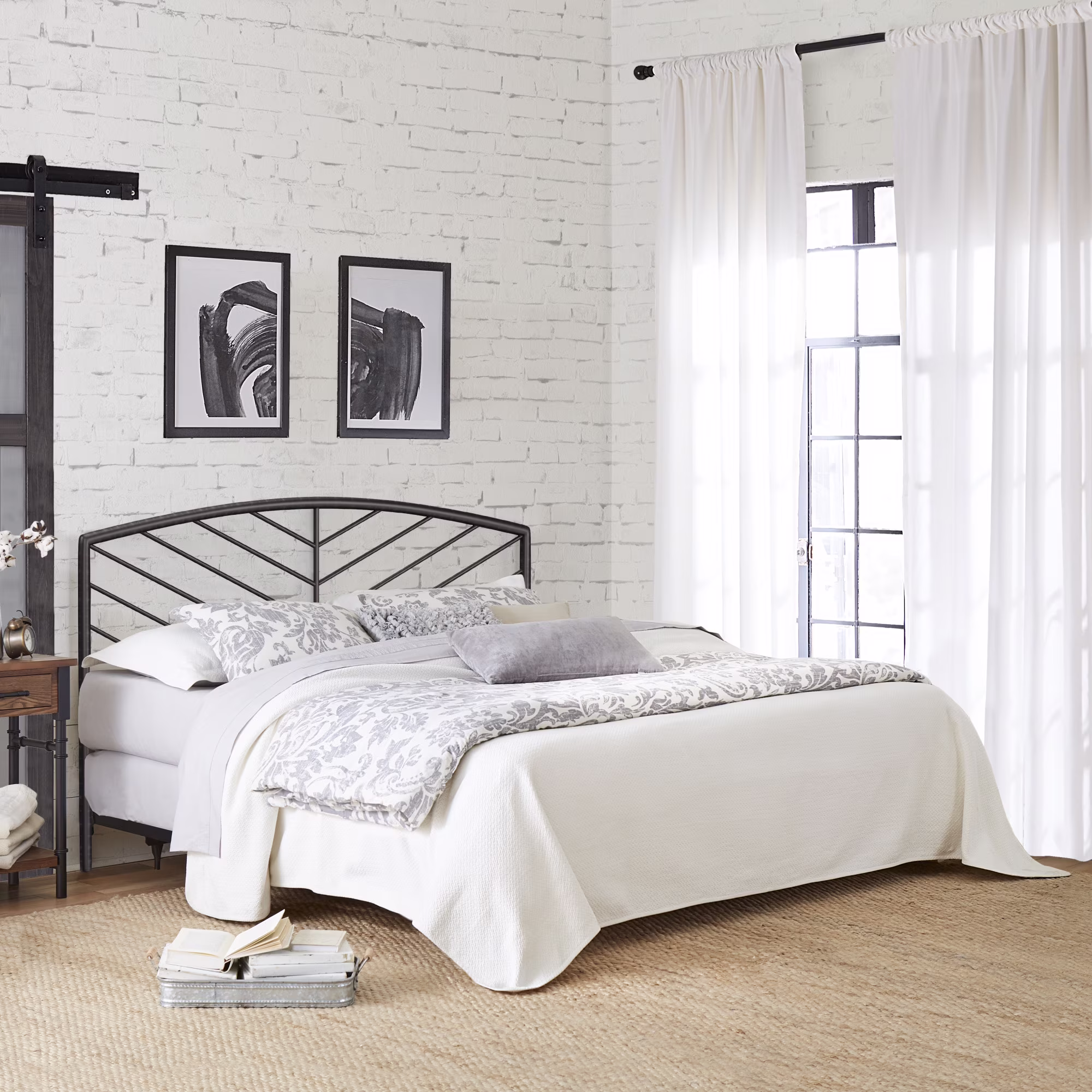 Hillsdale Furniture Essex Gray Bronze Metal King Headboard with Bed Frame