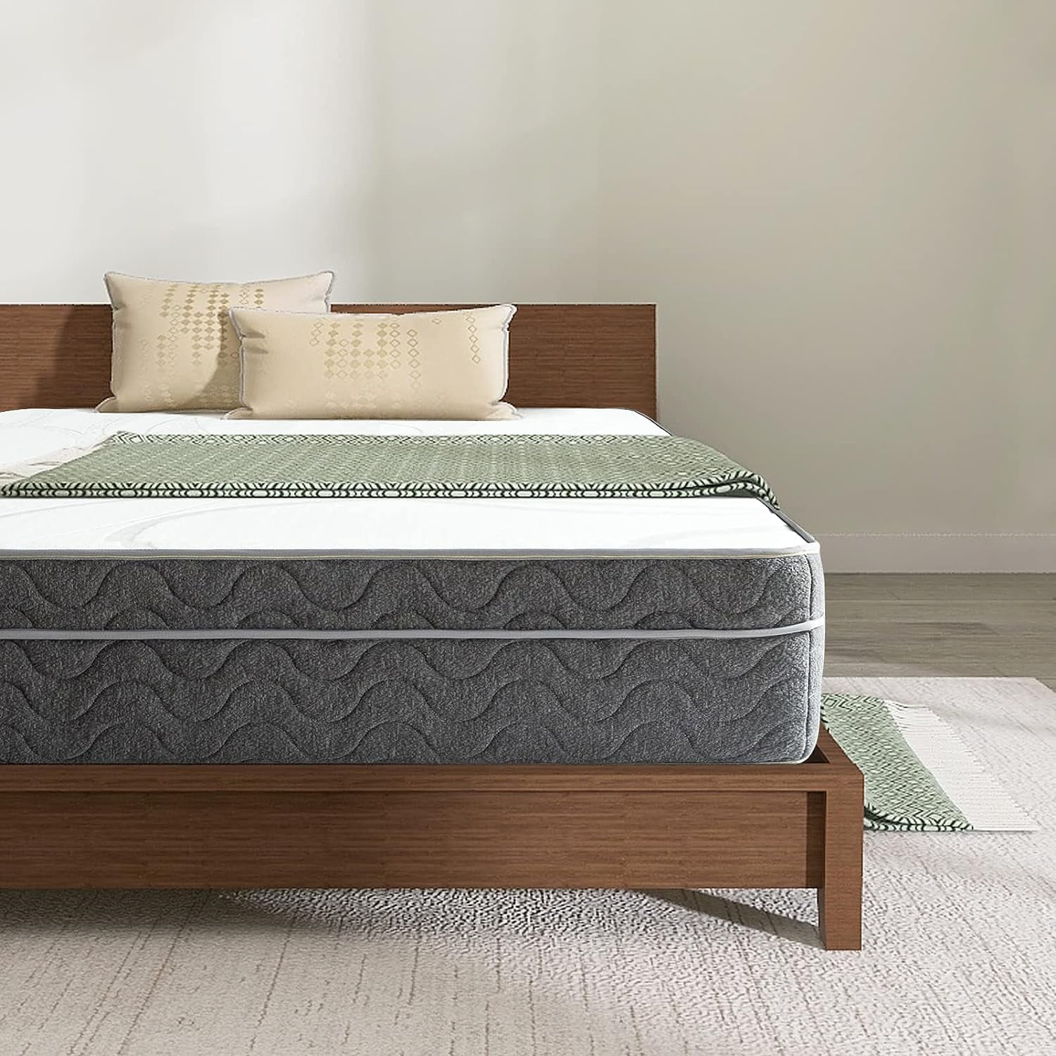 Hcore 10 Inch Innerspring Hybrid Memory Foam Mattress, Medium Firm Breathable Mattress, Pressure Relieving Mattress, Bed in a Box, Gel AeroFusion Memory Foam, Regulate Temperature(Queen)