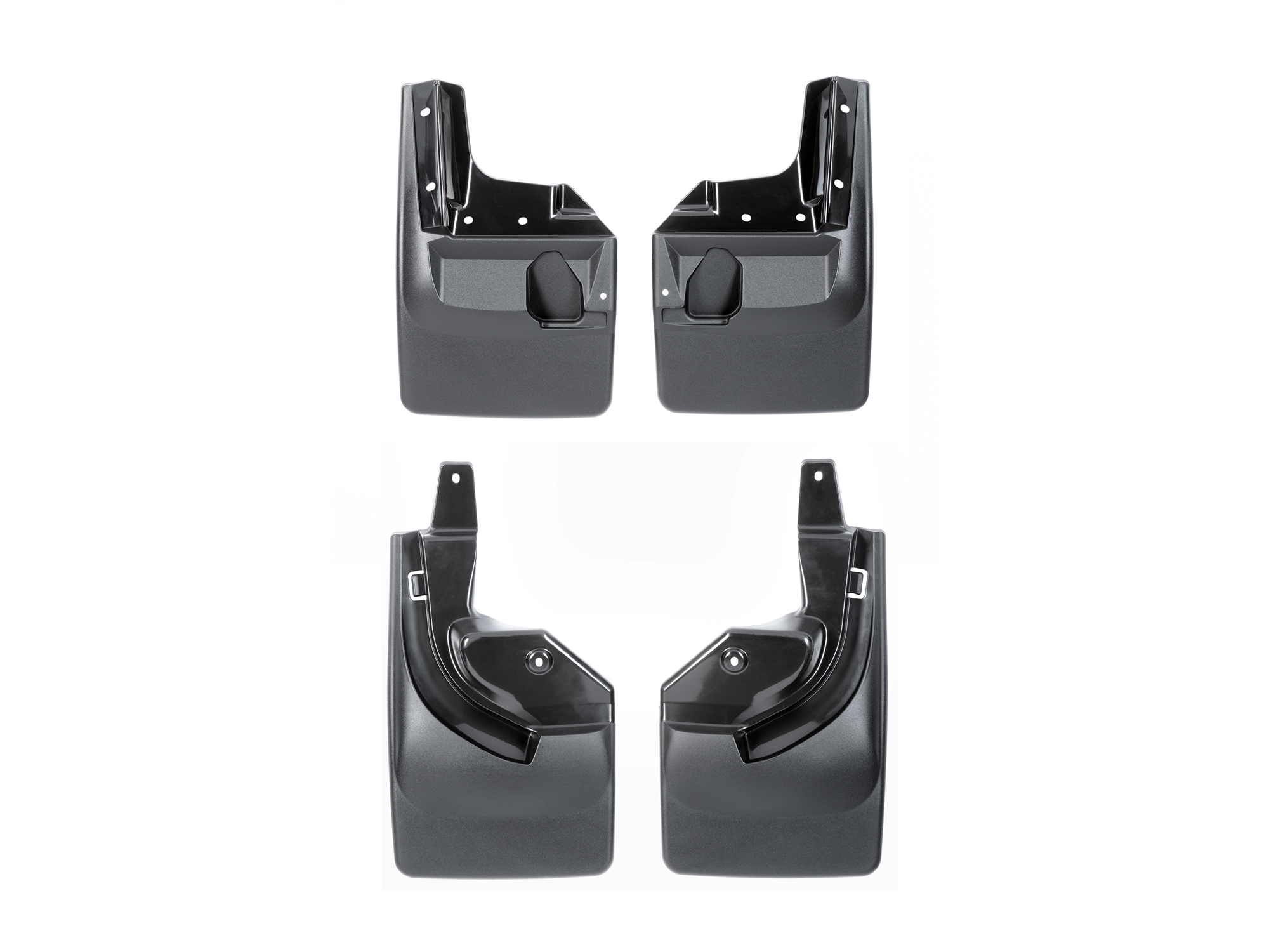 WeatherTech Custom No Drill Splash Guard MudFlaps compatible with Jeep Wrangler 4-Door, Wrangler Unlimited 4-Door, Wrangler 2-Door, Front & Rear Set - Black