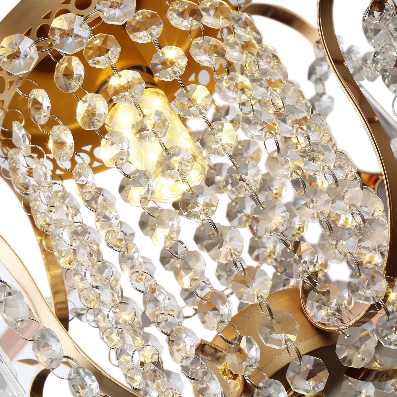 Loyalheartdy Crystal Chandelier, 1-Light Modern Elegant Metal Crystal  Ceiling Light Fixture Adjustable Height Hanging Lamp