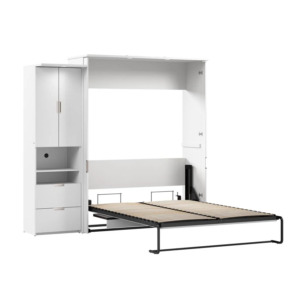 Bestar Lumina Modern Engineered Wood Queen Murphy Bedroom Sets - White