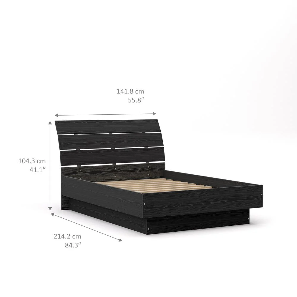 Belen Kox Scottsdale Full Bed with Slat Roll, Black Wood Grain