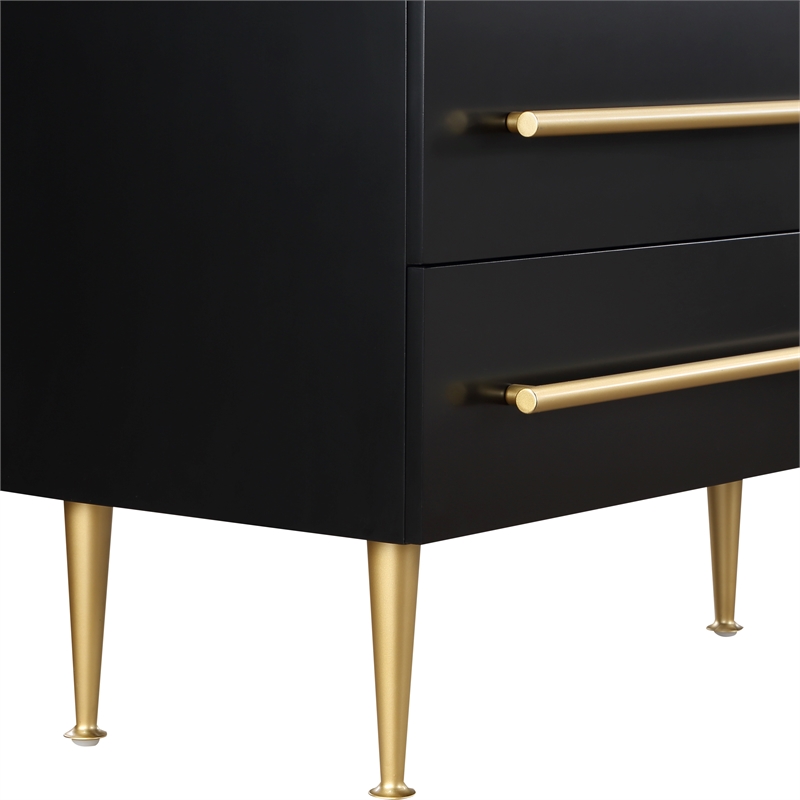 Meridian Furniture Marisol Black Dresser with Gold Metal Legs and Handle