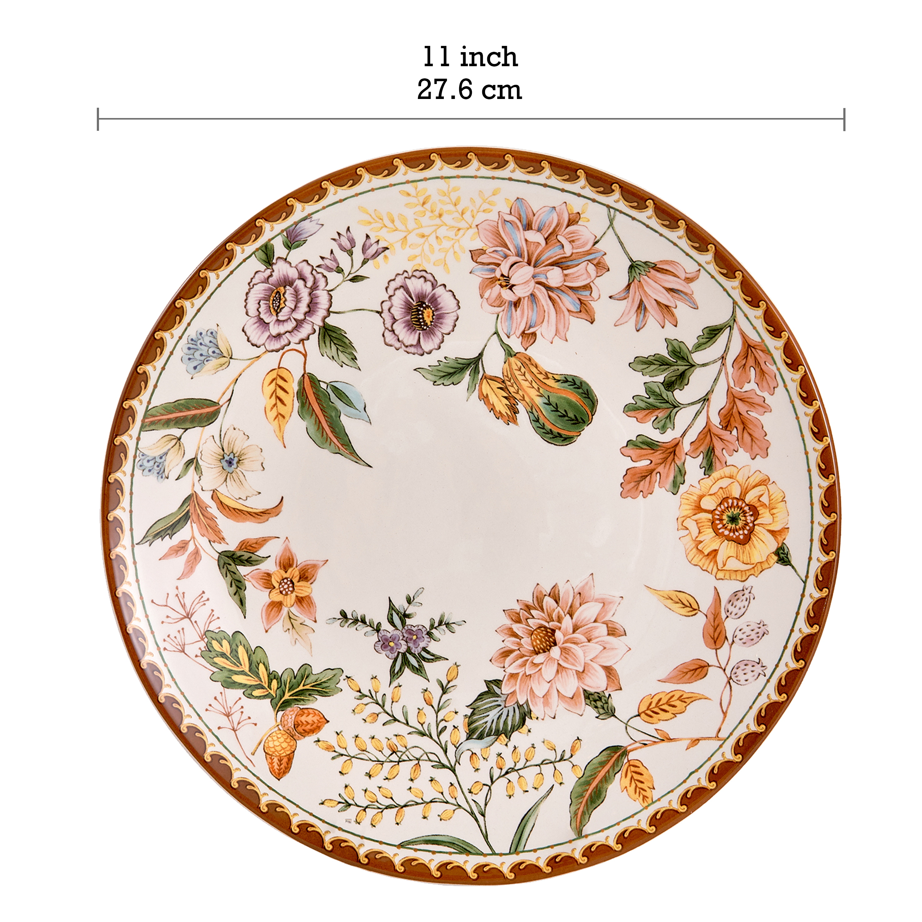 Bico Blooming Moment Ceramic 11 inch Dinner Plates, Set of 4, for Pasta, Salad, Maincourse, Microwave & Dishwasher Safe