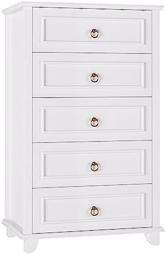YZboomLife 5 Drawer Tall Dresser  Modern Farmhouse Chest of Drawers  Wood Dressers Organizer  Accent  Cabinet for Living Room  Hallway  Home Office  Ash Grey