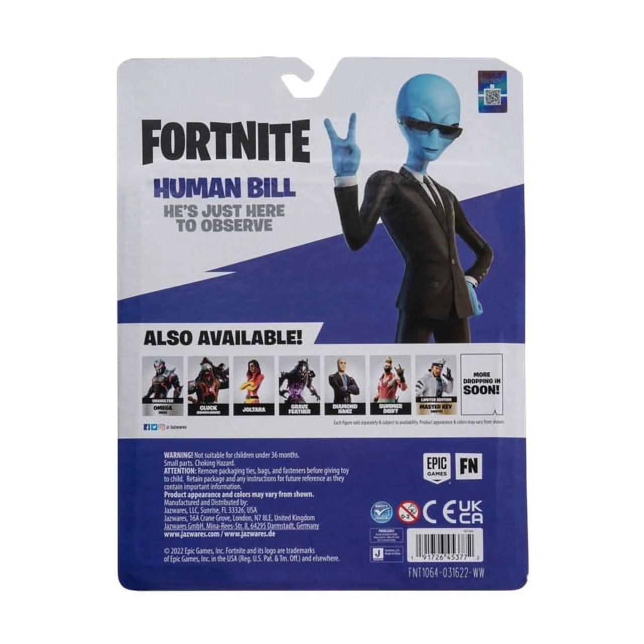 Fortnite Human Bill - 4-inch Articulated Figure with Lil’ Saucer Emote Vehicle and Flying Slasher Accessory
