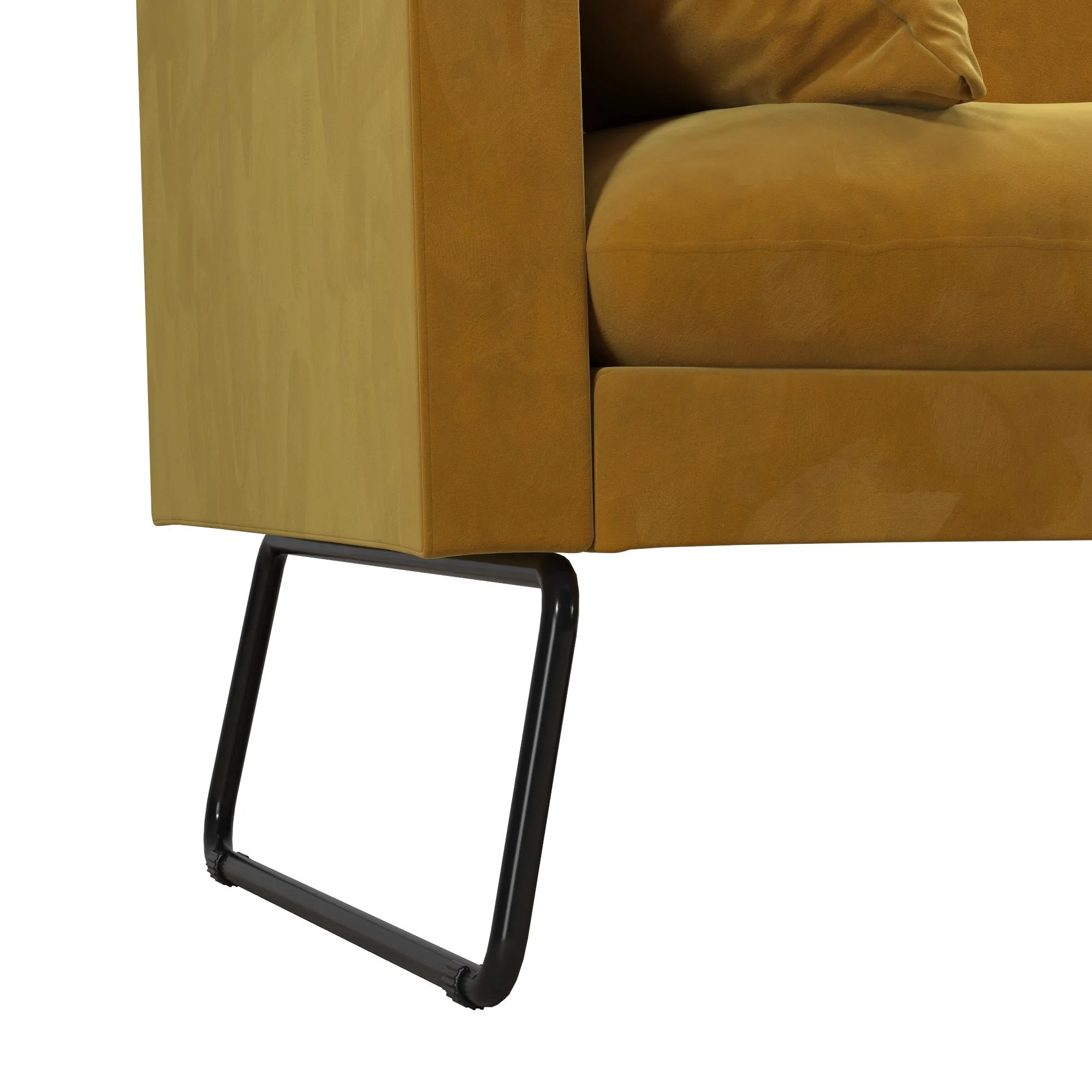 Mr. Kate Neely Futon with Bolster Pillows, Mustard Velvet