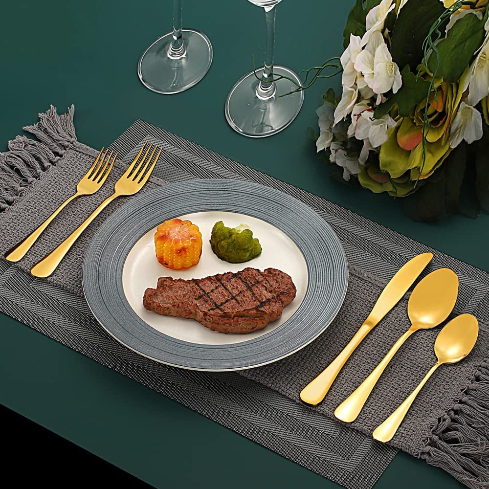 60 Pcs Stainless Steel Flatware Set,Dishwasher Safe,Gold