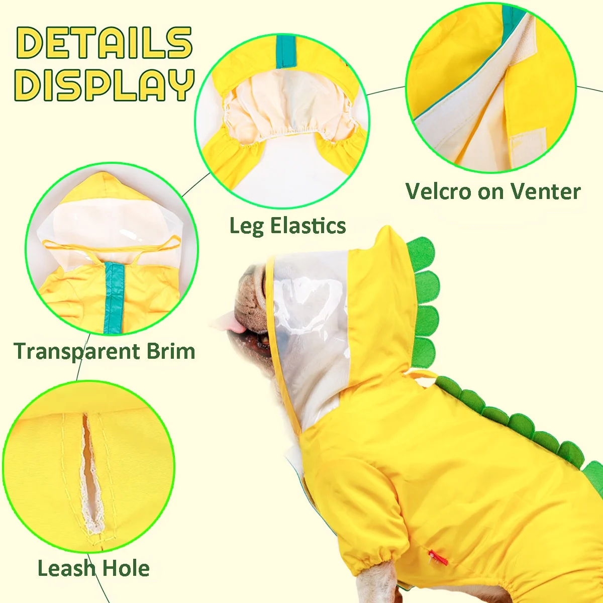 BT Bear Dog Raincoat,Pet Waterproof Jacket Dog Poncho with Transparent Brim,Lightweight Full Body Doggy Rain Jacket,Hooded Dog Rain Coat for Small Medium Dogs XL