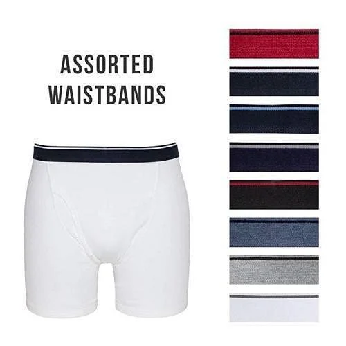 Premium Men's Underwear Boxer Briefs, 4 Pack White 100% Soft Cotton