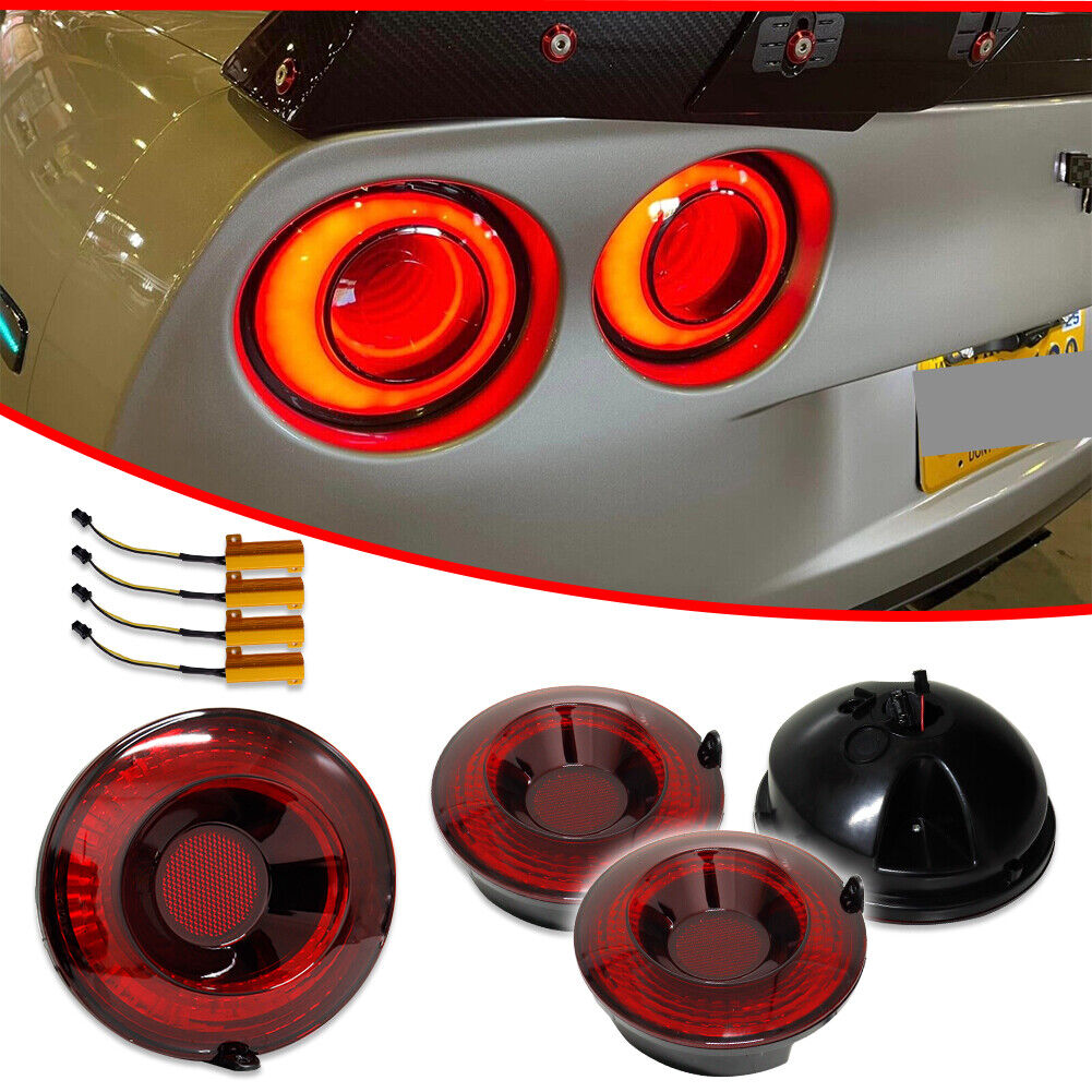 GTINTHEBOX For 2005-2013 Chevrolet Corvette C6 LED Red Halo Ring Rear Brake Tail Lights 4PC