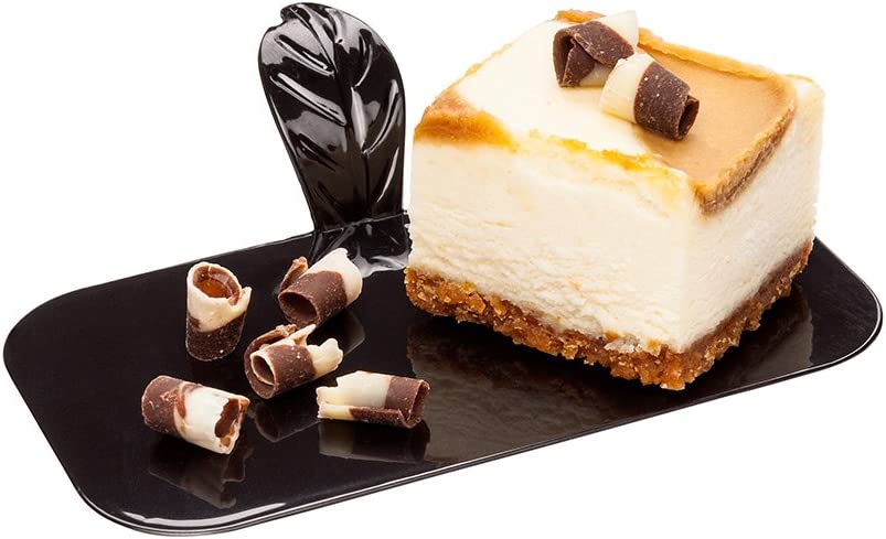 4 X 2.2 X 1 Inch Rectangle Appetizer Plates 100 Disposable Pastry Plates - Built-In Handle Premium Black Plastic Dessert Plates With Handle Serve Appetizers Or Desserts