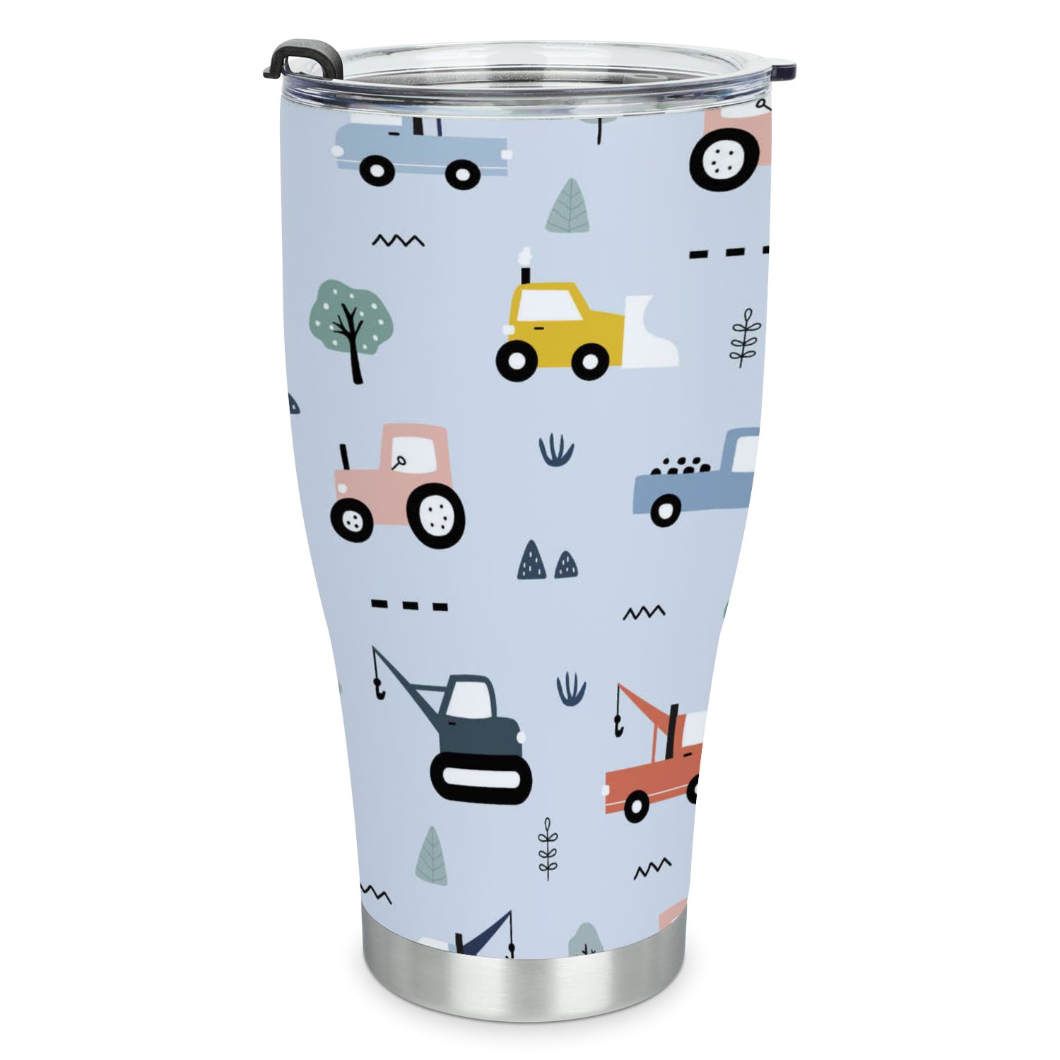 Hidove Stainless Steel Tumbler, Car Print 30oz Leak Proof & Stainless Steel Bottle for Hot & Cold Drinks - Coffee Travel Mug, Water Metal Canteen, Thermal Cup