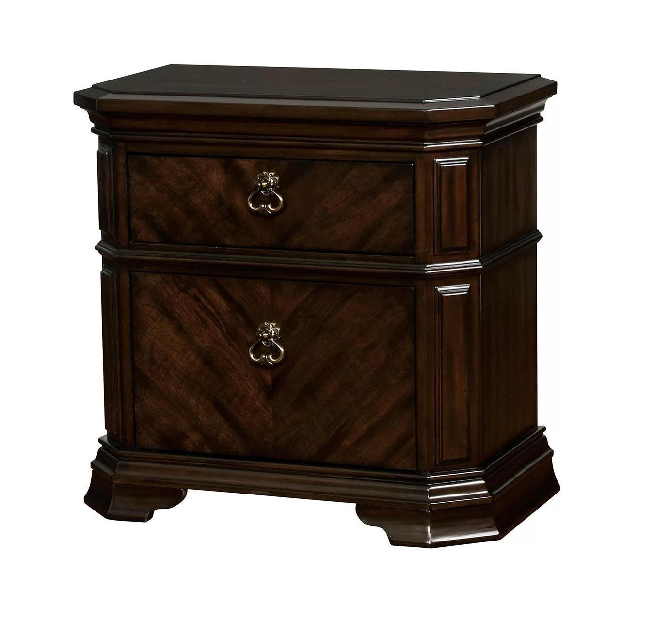 Traditional Espresso Solid Wood Queen Bedroom Set 5pcs FOA CM7751 Calliope