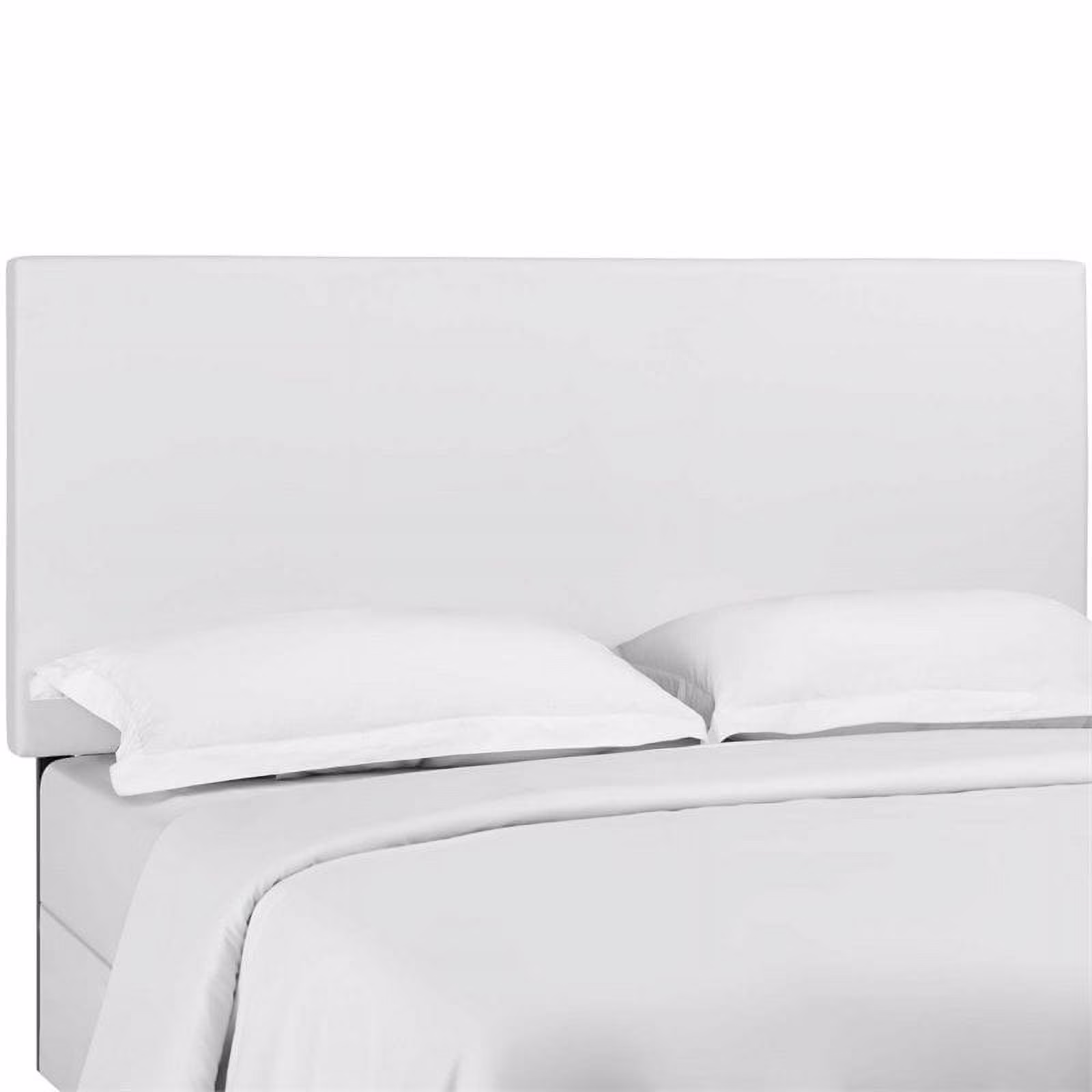 Pemberly Row Upholstered Faux Leather Full Queen Headboard in White