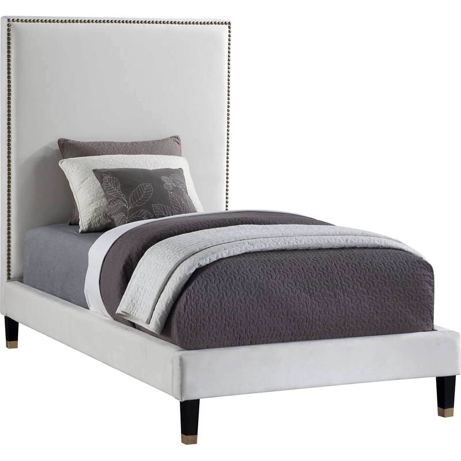 Meridian Furniture Harlie Cream Velvet Twin Bed