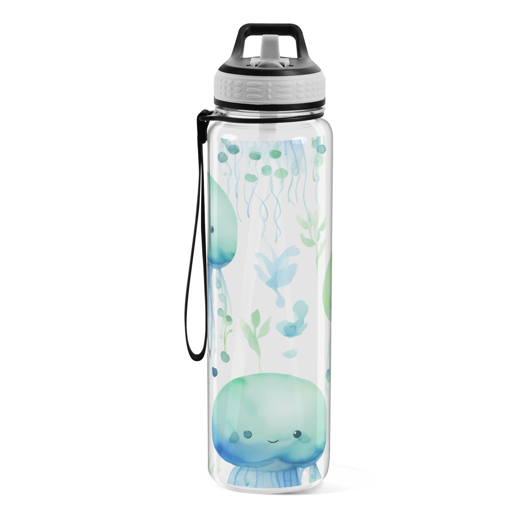 Jellyfishs 32oz Water Bottles with Straw Tritan Leakproof Sports Bottle BPA Free Clear for Fitness Gym Swimming Cycling