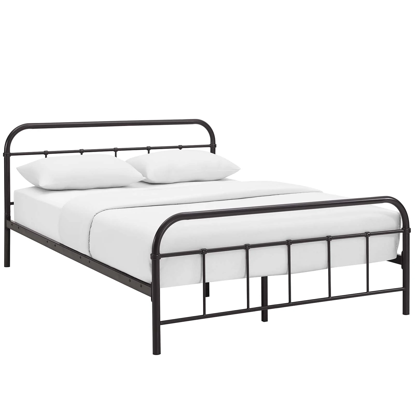 Modway Maisie Queen Stainless Steel Bed Frame in Brown