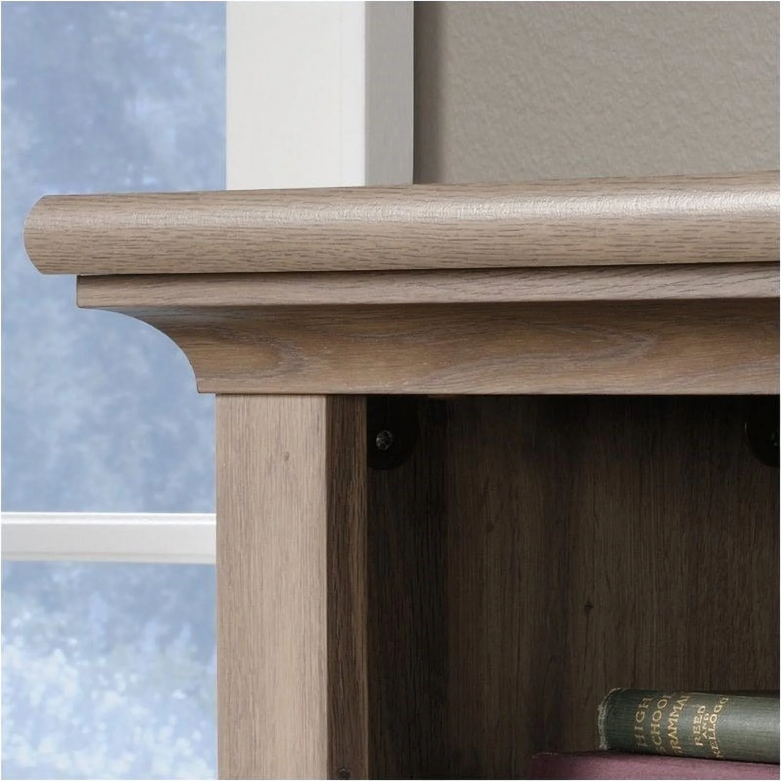 Pemberly Row Modern Wood Computer Desk with Hutch in Salt Oak