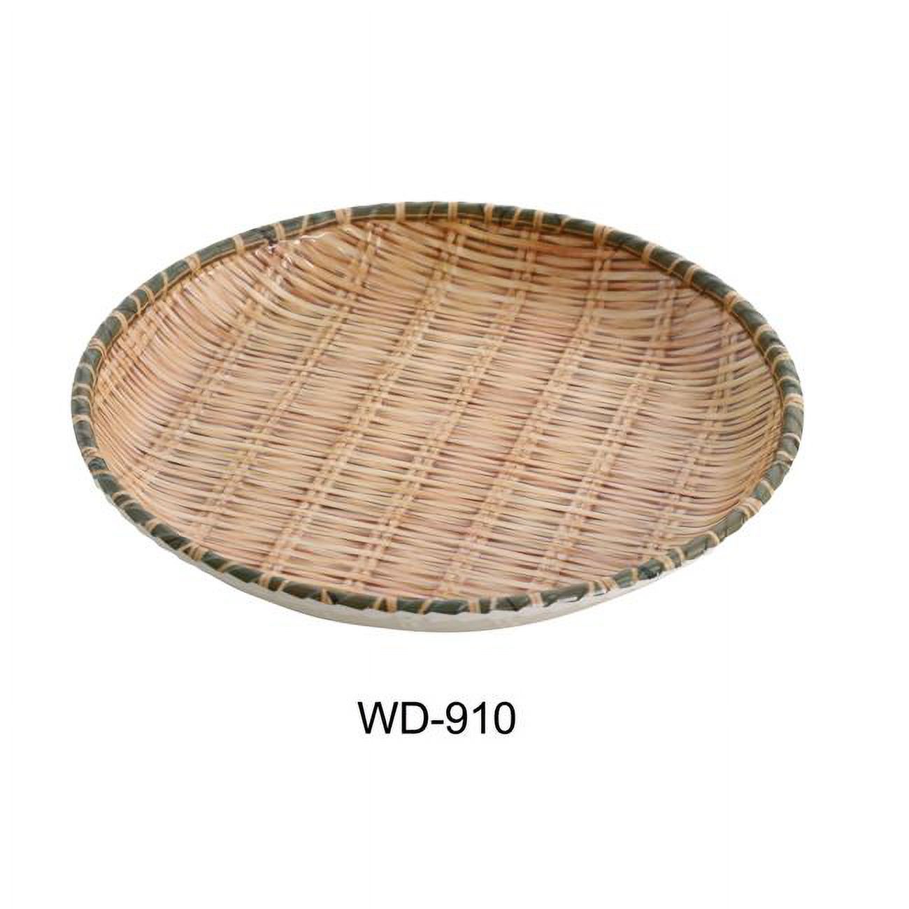 Yanco WD-910 9 in. Melamine Round Wooden Tray Plate with Bamboo Look, Brown - Pack of 24