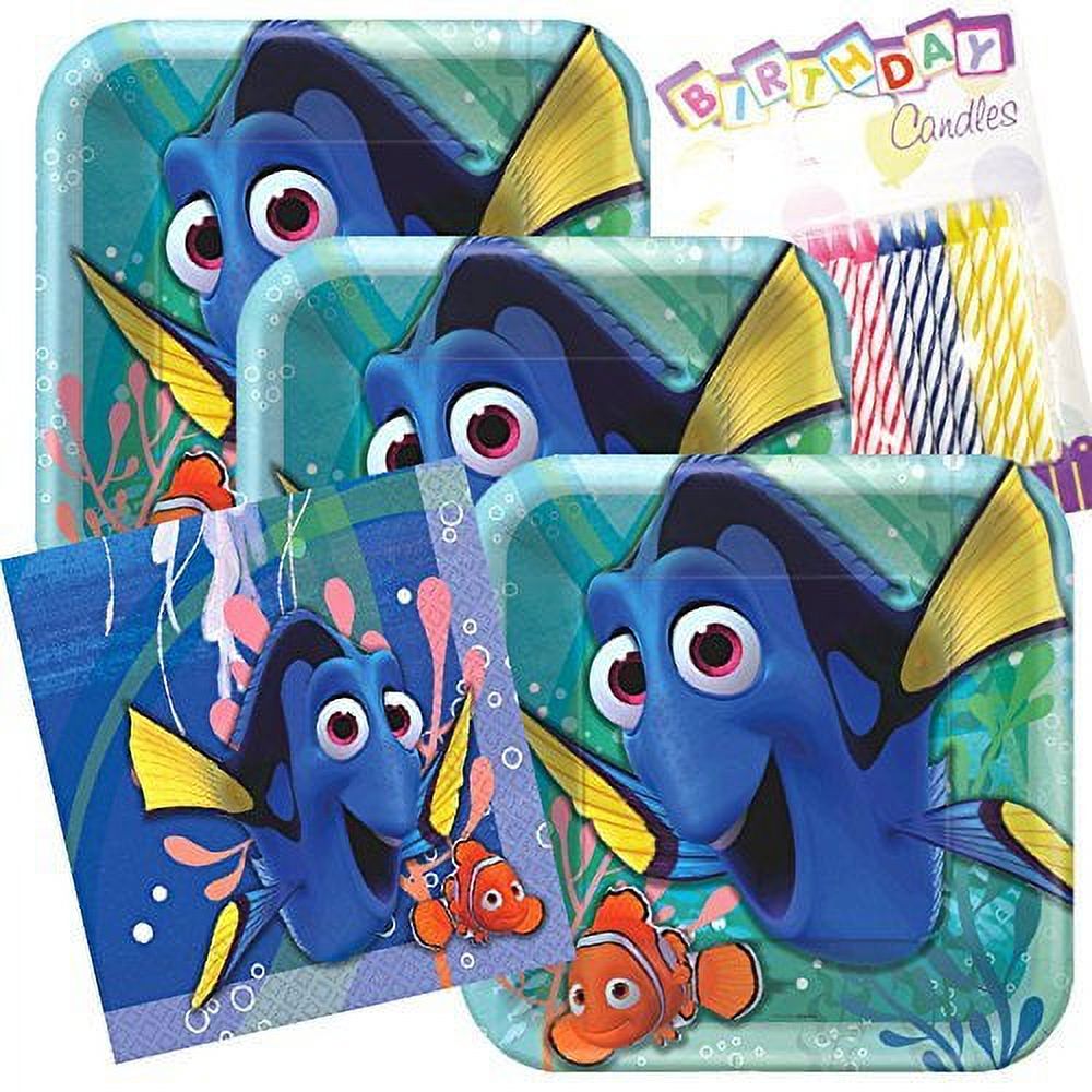 Finding Dory Party Plates and Napkins Serves 16 With Birthday Candles