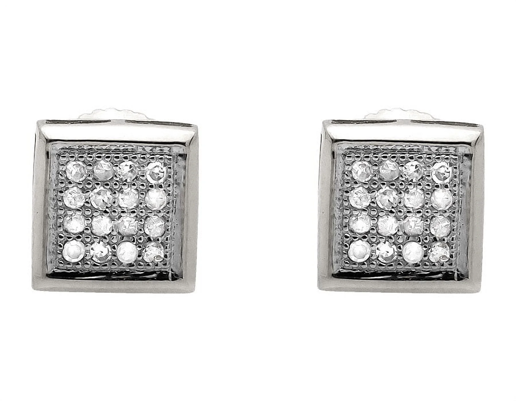 10K White Gold 5MM Square Kite Diamond Stud Earring 0.17ct