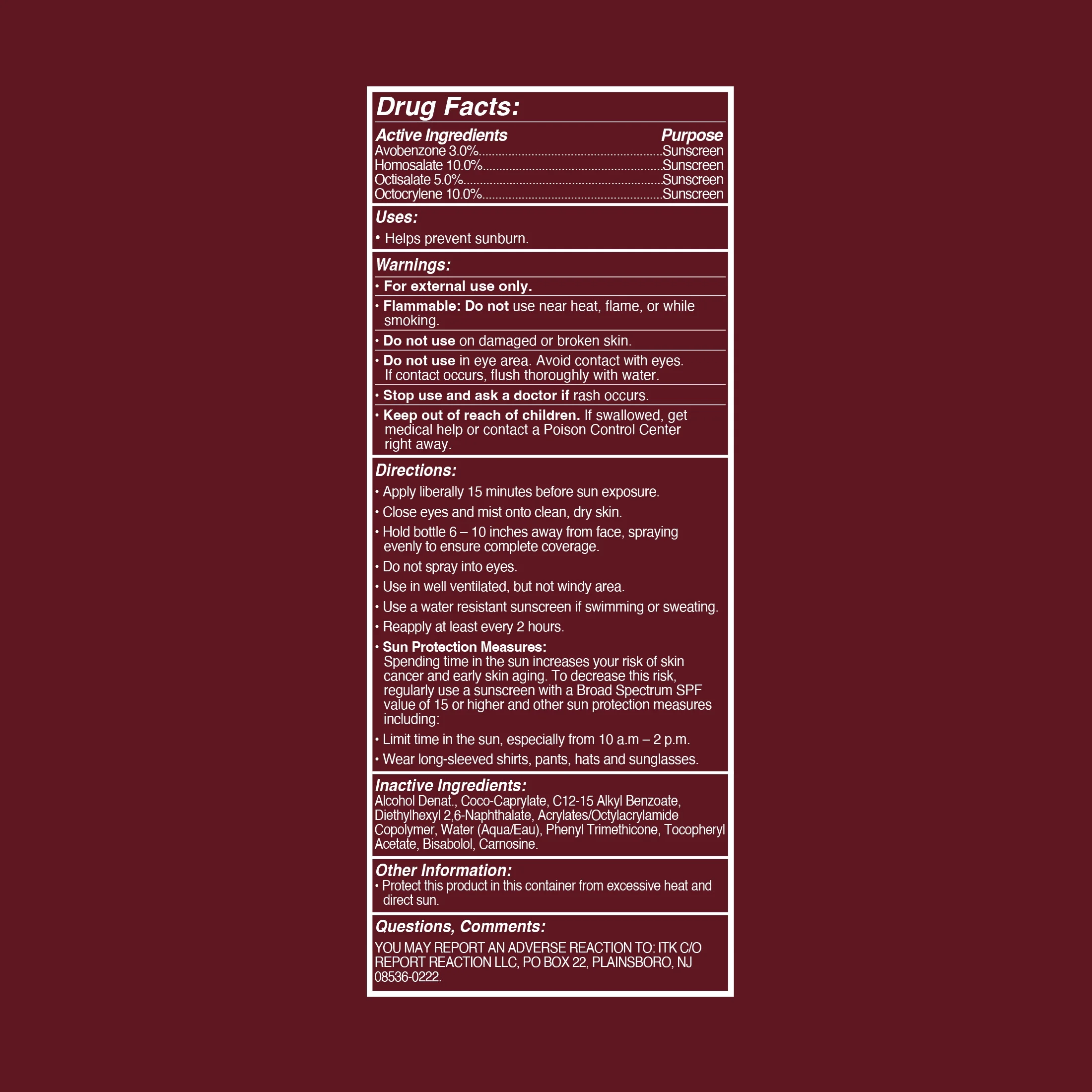 ITK Broad Spectrum SPF 30 Sunscreen Setting Mist with Vitamin E | Reef Safe, 3.3 oz