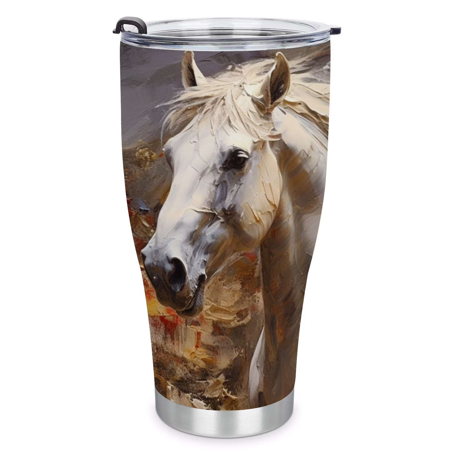Hidove Stainless Steel Tumbler, Modern Painting Horse 30oz Leak Proof & Stainless Steel Bottle for Hot & Cold Drinks - Coffee Travel Mug, Water Metal Canteen, Thermal Cup