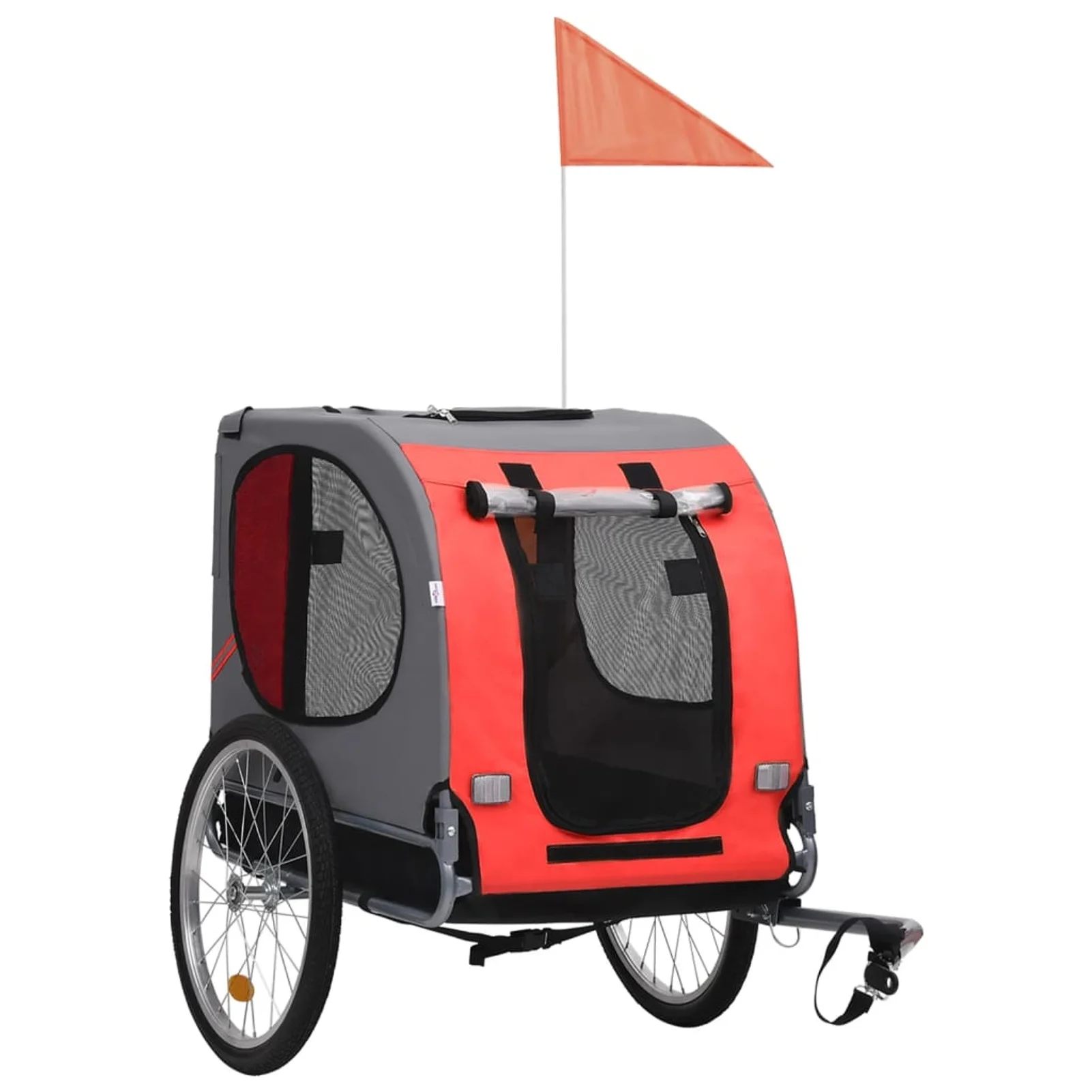 moobody Dog Bike Trailer with Mesh Windows and Safety Flag Folding Suspension Pet Bicycle Carrier Animal Bike Stroller for Cat Puppy Dog Red Black 53.9 x 28.7 x 35.4 Inches (L x W x H)