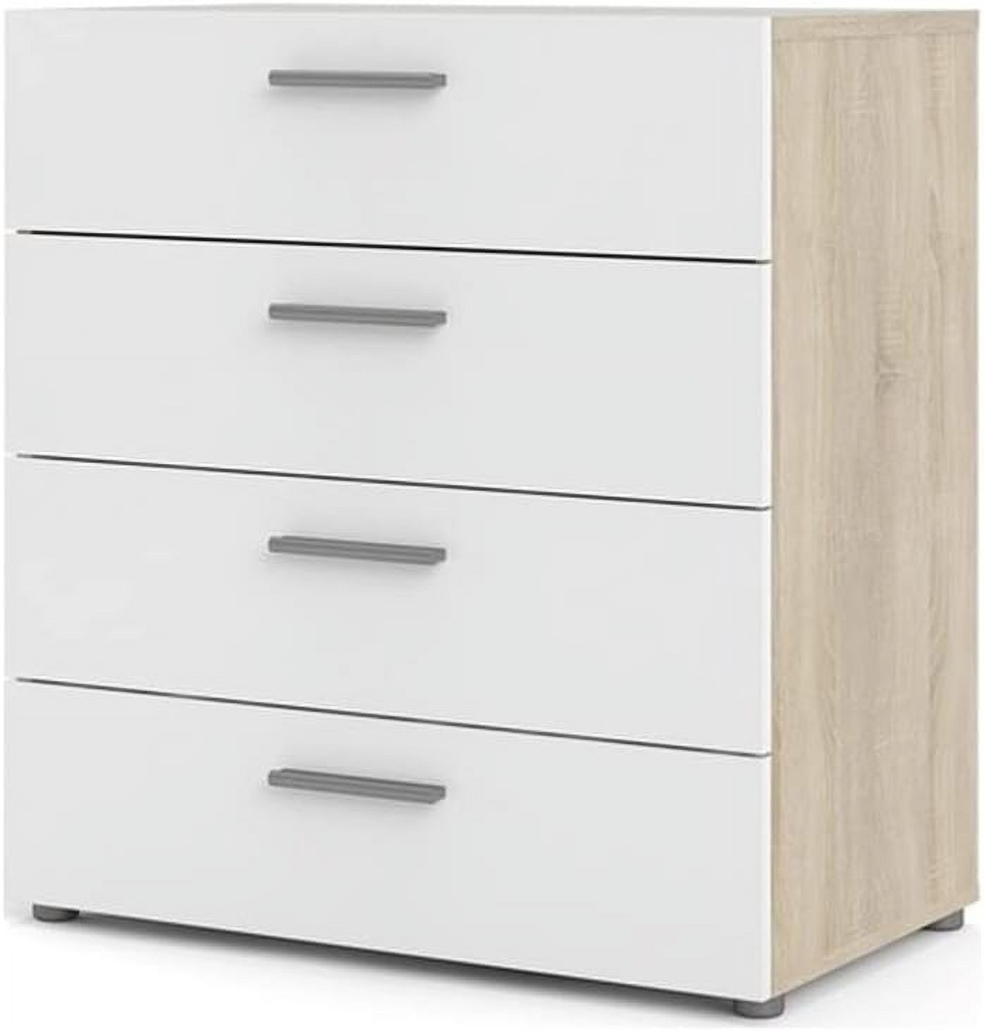 Modern 4 Drawer Chest/Bedroom Dresser In Oak Structure White High Gloss