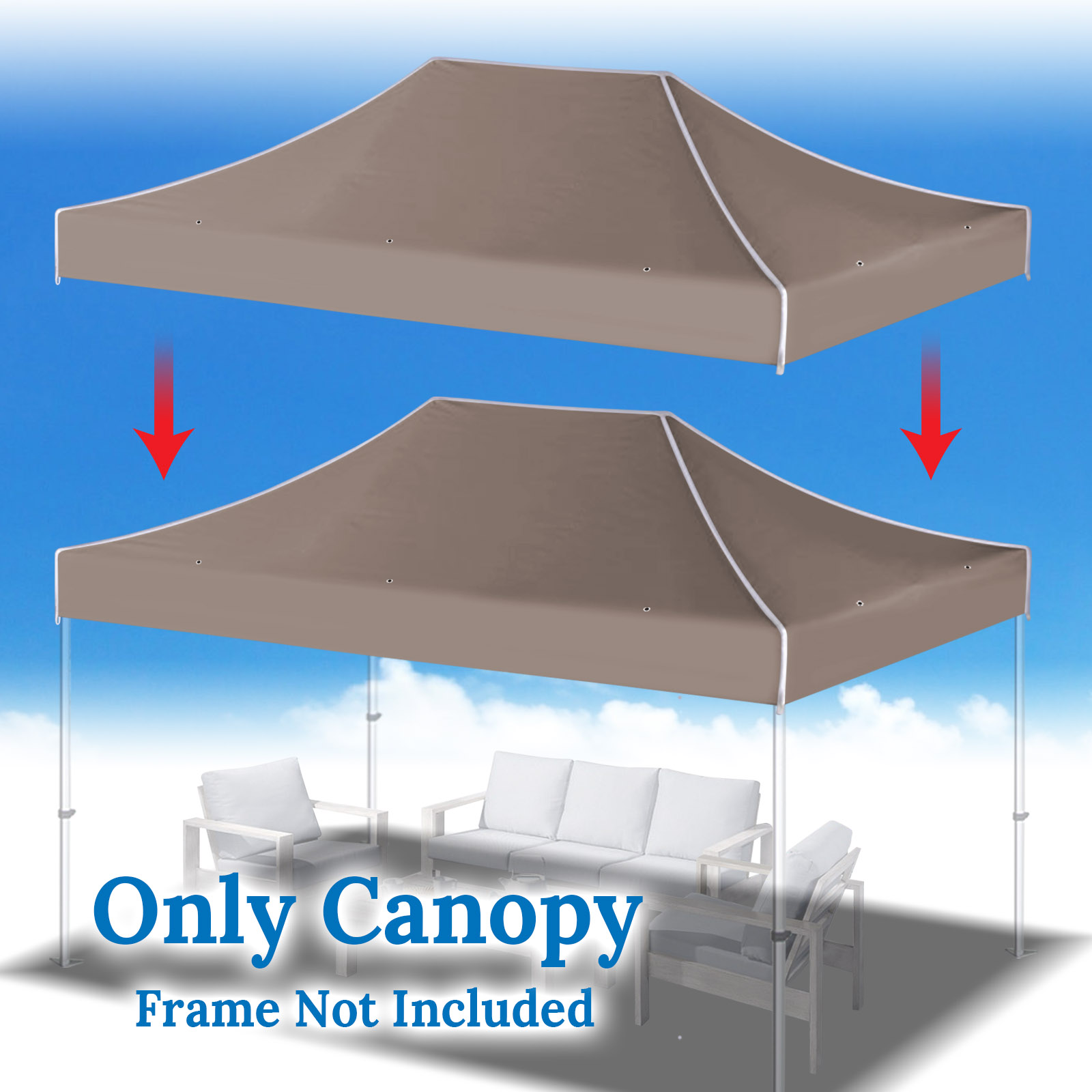 YardGrow 10x15 FT Pop Up Canopy Top Canopy Tent Replacement Top Gazebo Tent Cover ONLY