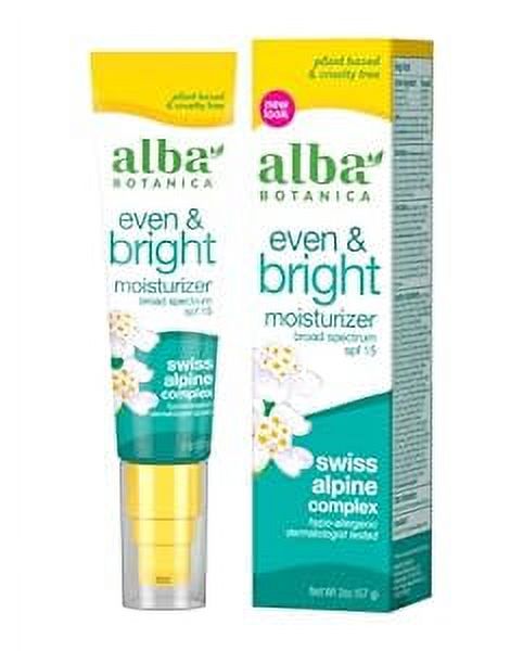 Alba Botanica Even & Bright Moisturizer, Broad Spectrum SPF 15, 2 Oz