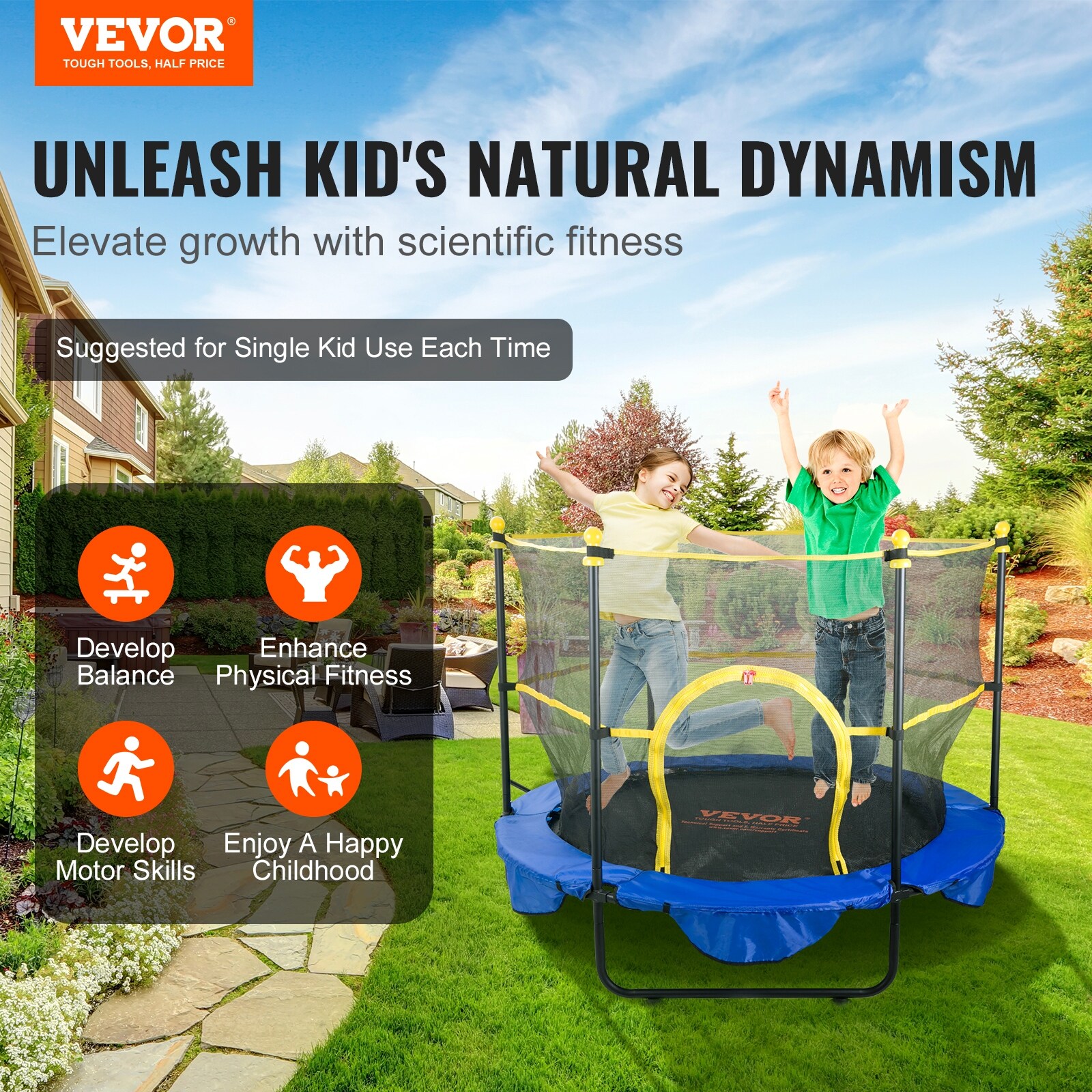 VEVOR Trampoline for Kids, 72