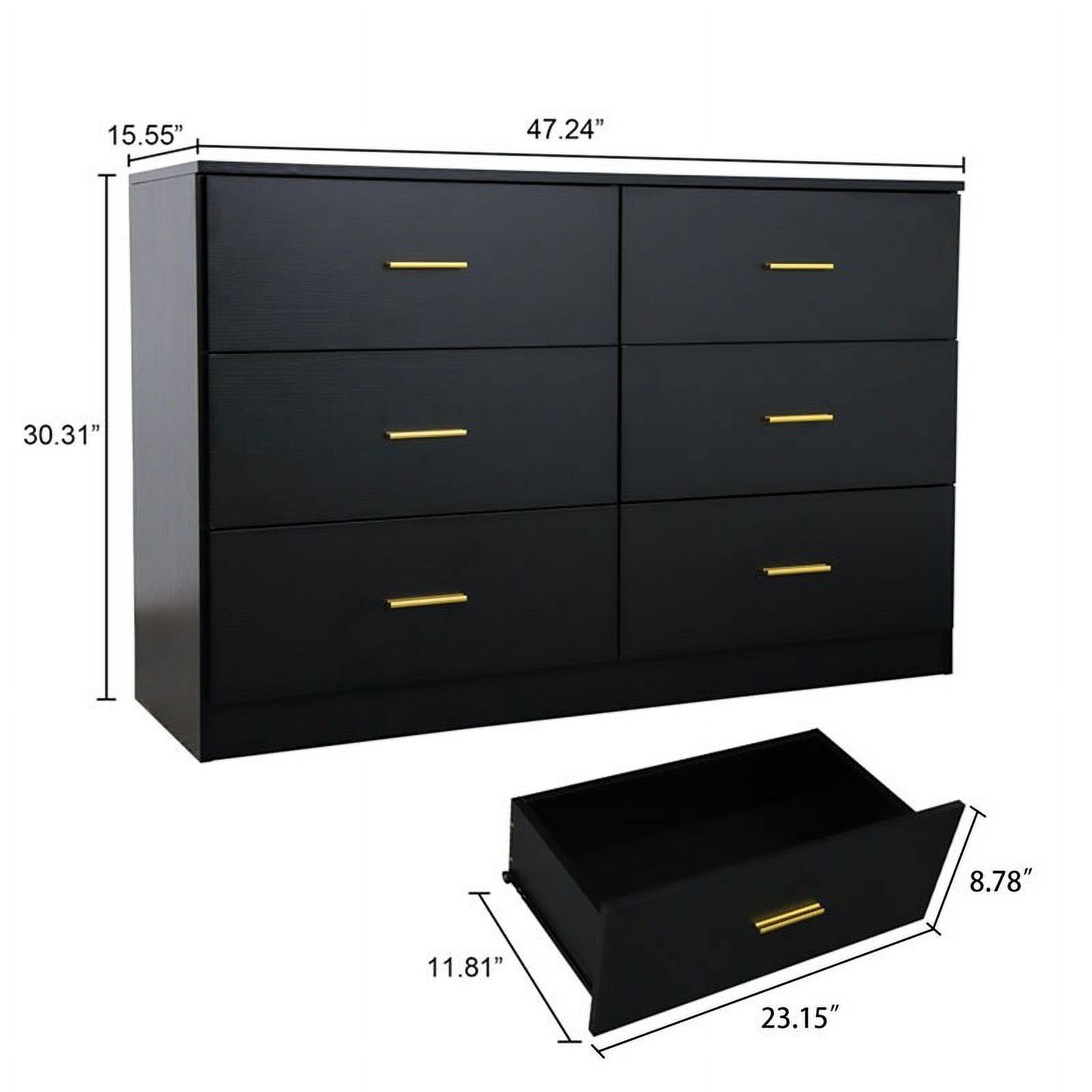 BESTCOSTY Modern Black 6-Drawer Dresser