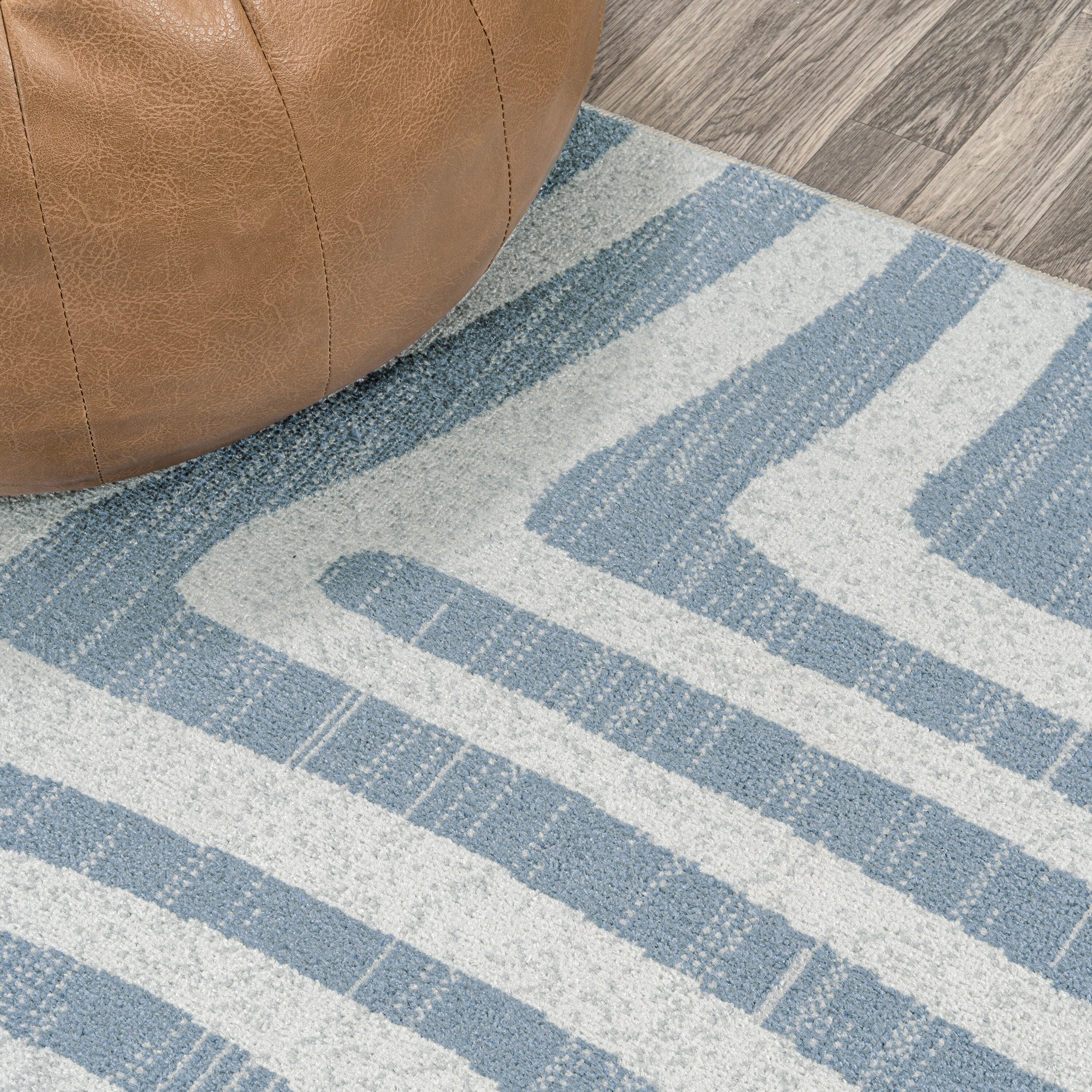JONATHAN Y  Kallax Abstract Two-Tone Low-Pile Machine-Washable Blue/Cream Area Rug 4 X 6