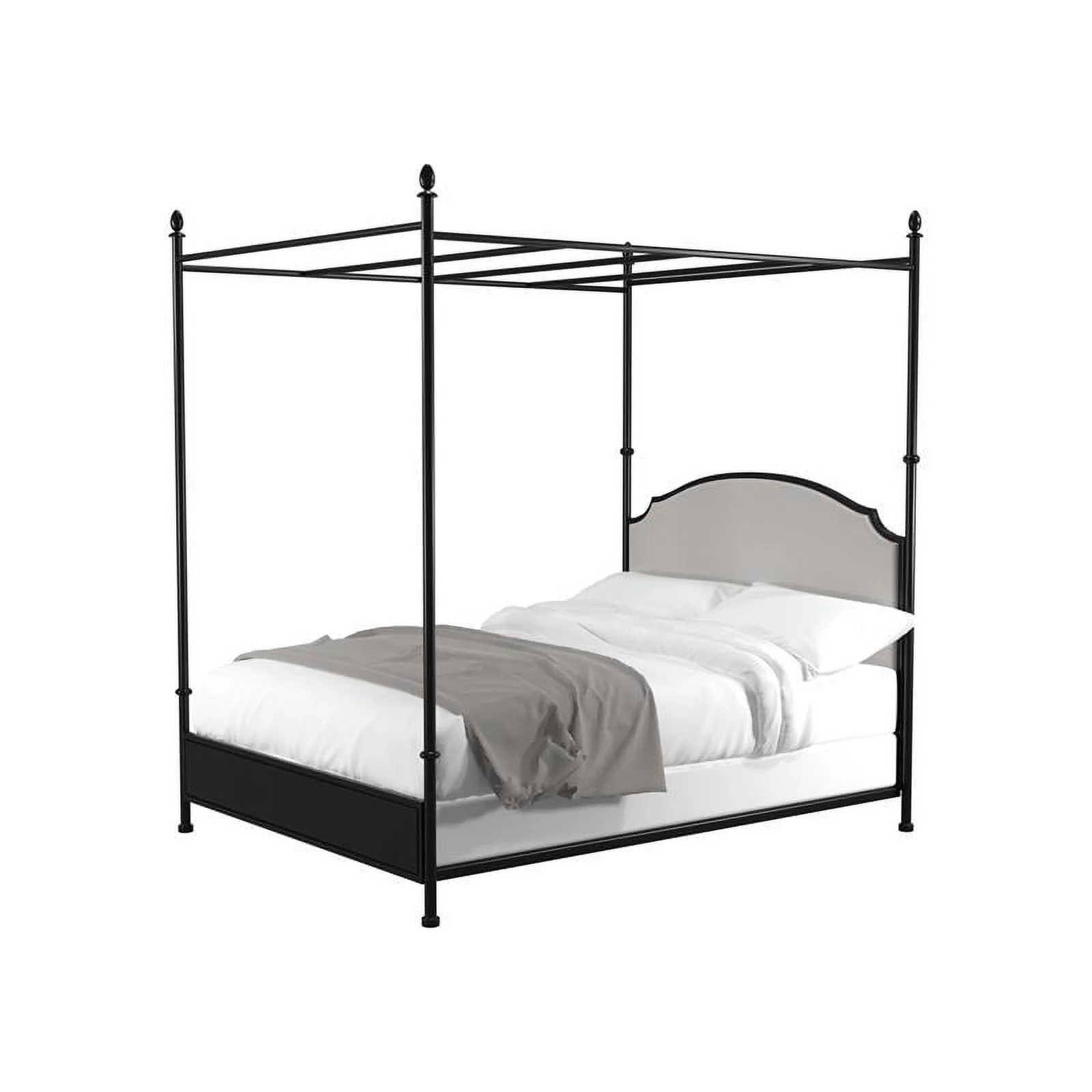Furniture of America Freila Metal Queen Poster Bed in Gun Metal