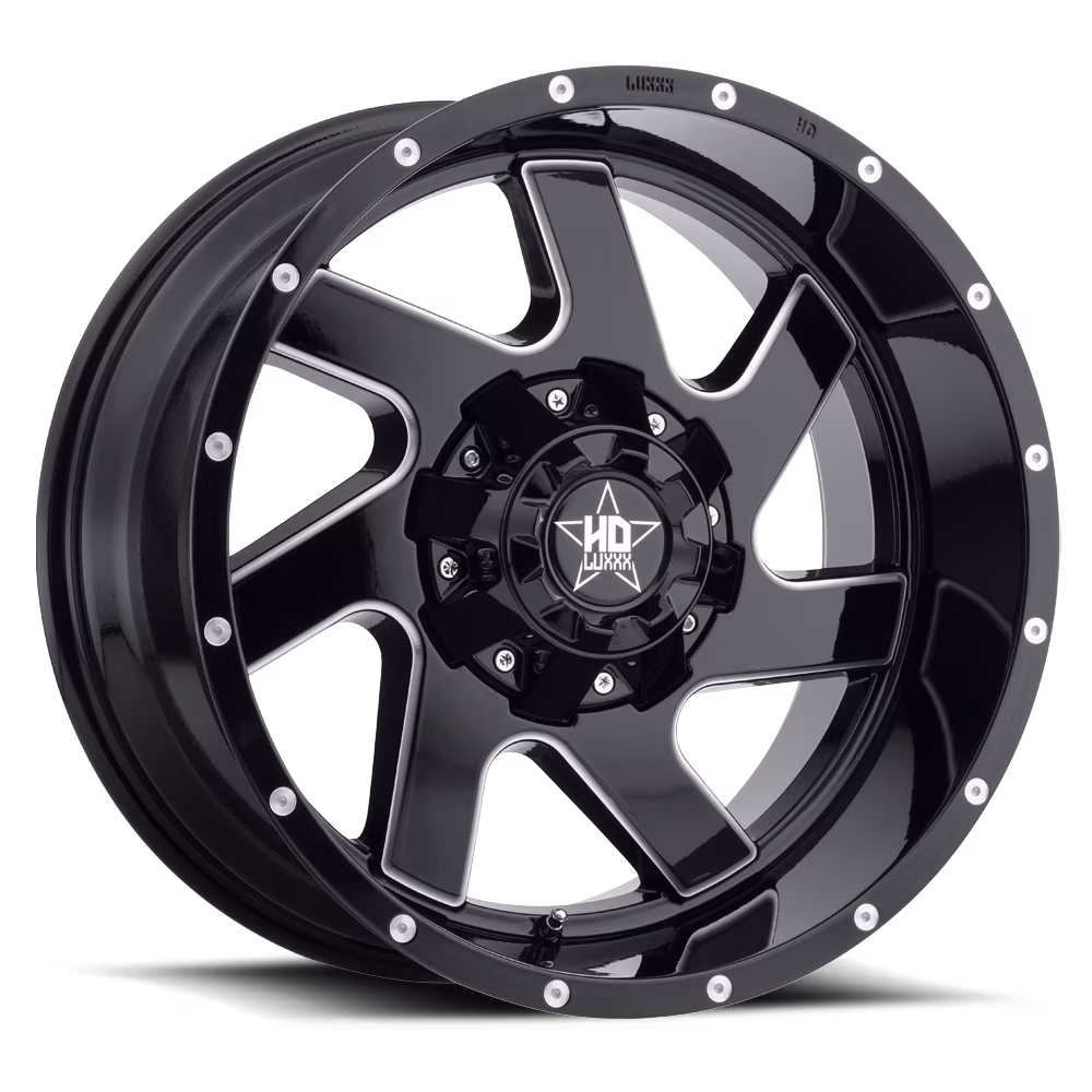 LUXXX HD Alloy Rims LHD1 20X12 8X180 -44 125 Gloss Black Milled