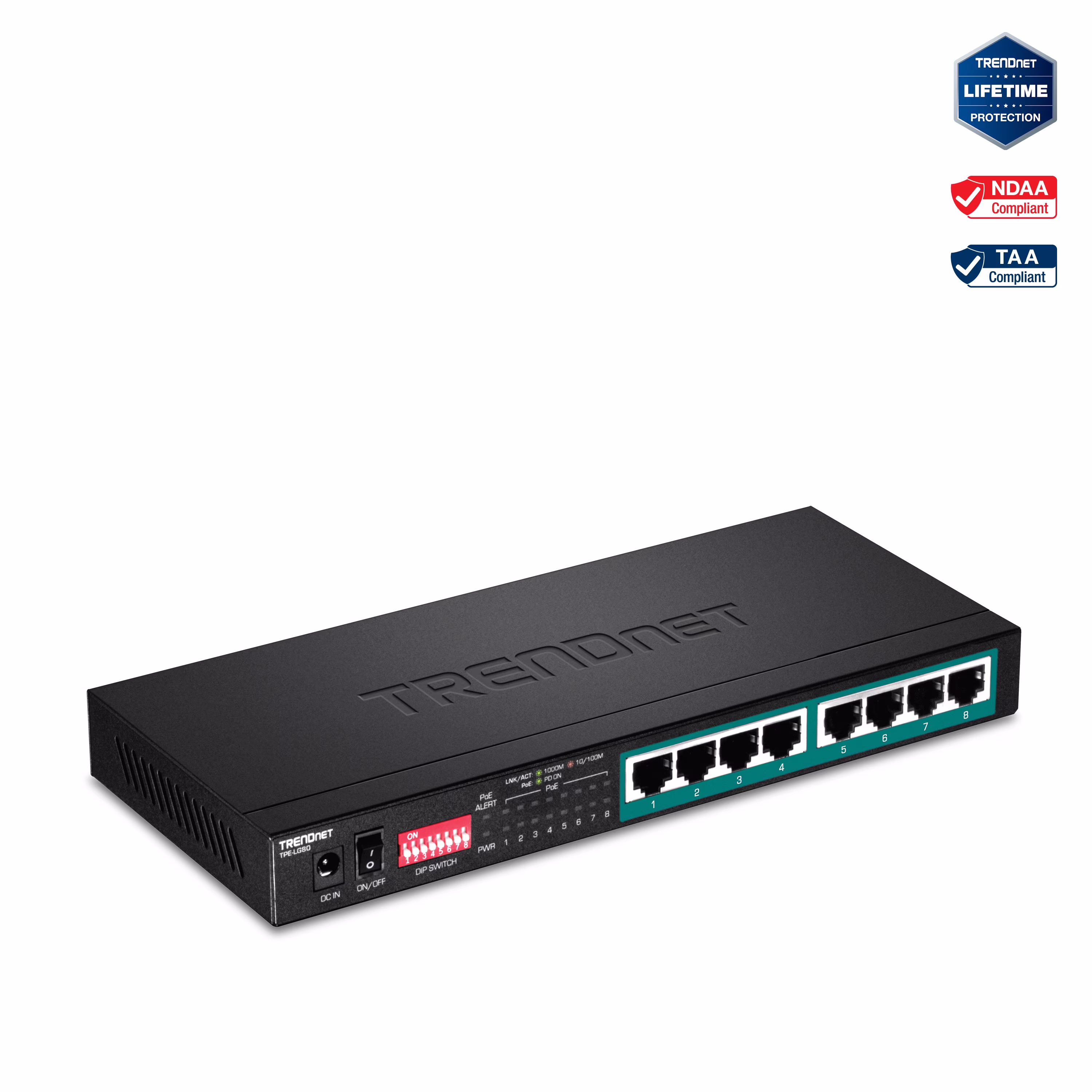 TRENDnet TPE-LG80 8-Port Gigabit Long Range PoE+ Switch
