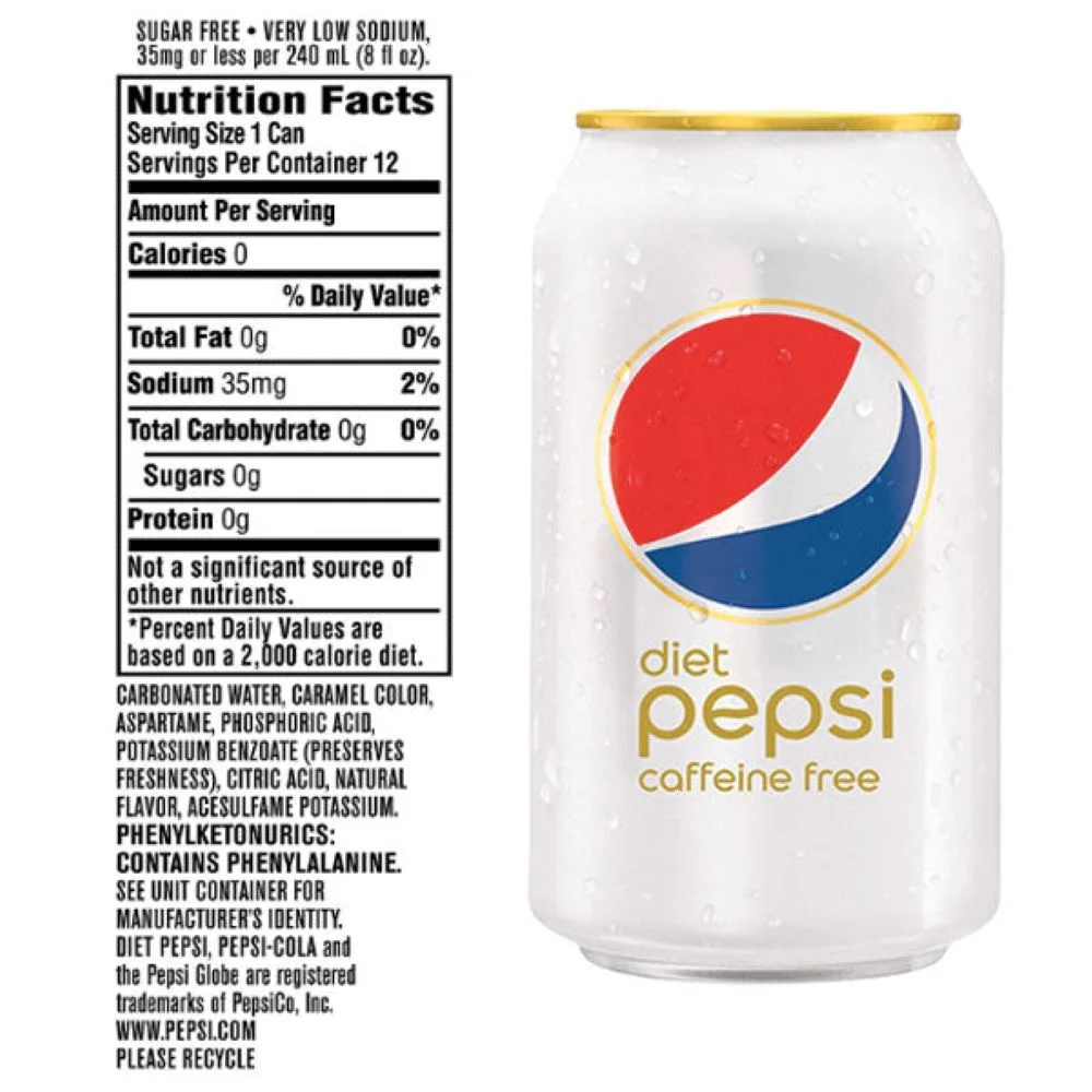Diet Pepsi Caffeine Free Soda 12oz Cans (Pack of 18)