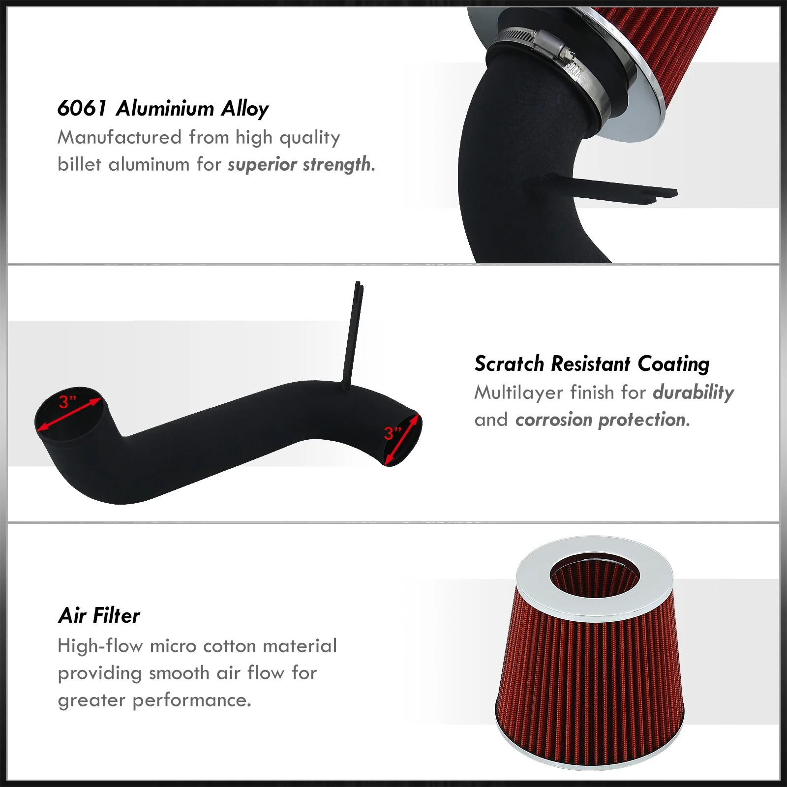 AJP Distributors JDM Cold Air Short Ram Intake CAI SRI Induction System Black Aluminum Piping Pipe Kit + Filter Compatible/Replacement For Honda Civic DX LX EX 1.8L l4 2012 2013 2014 2015 12 13 14 15