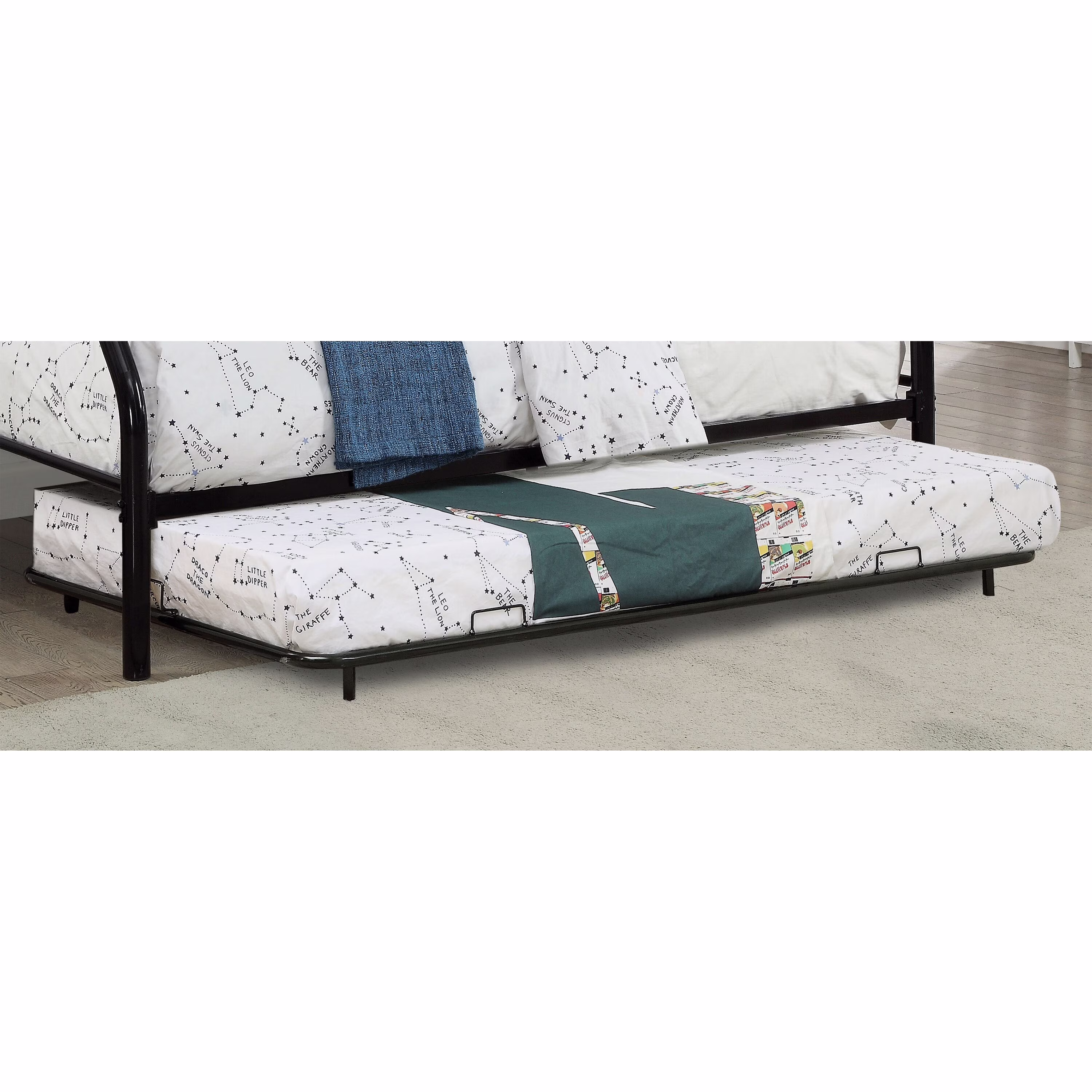 Furniture of America Loo Transitional Black Metal Underbed Trundle by