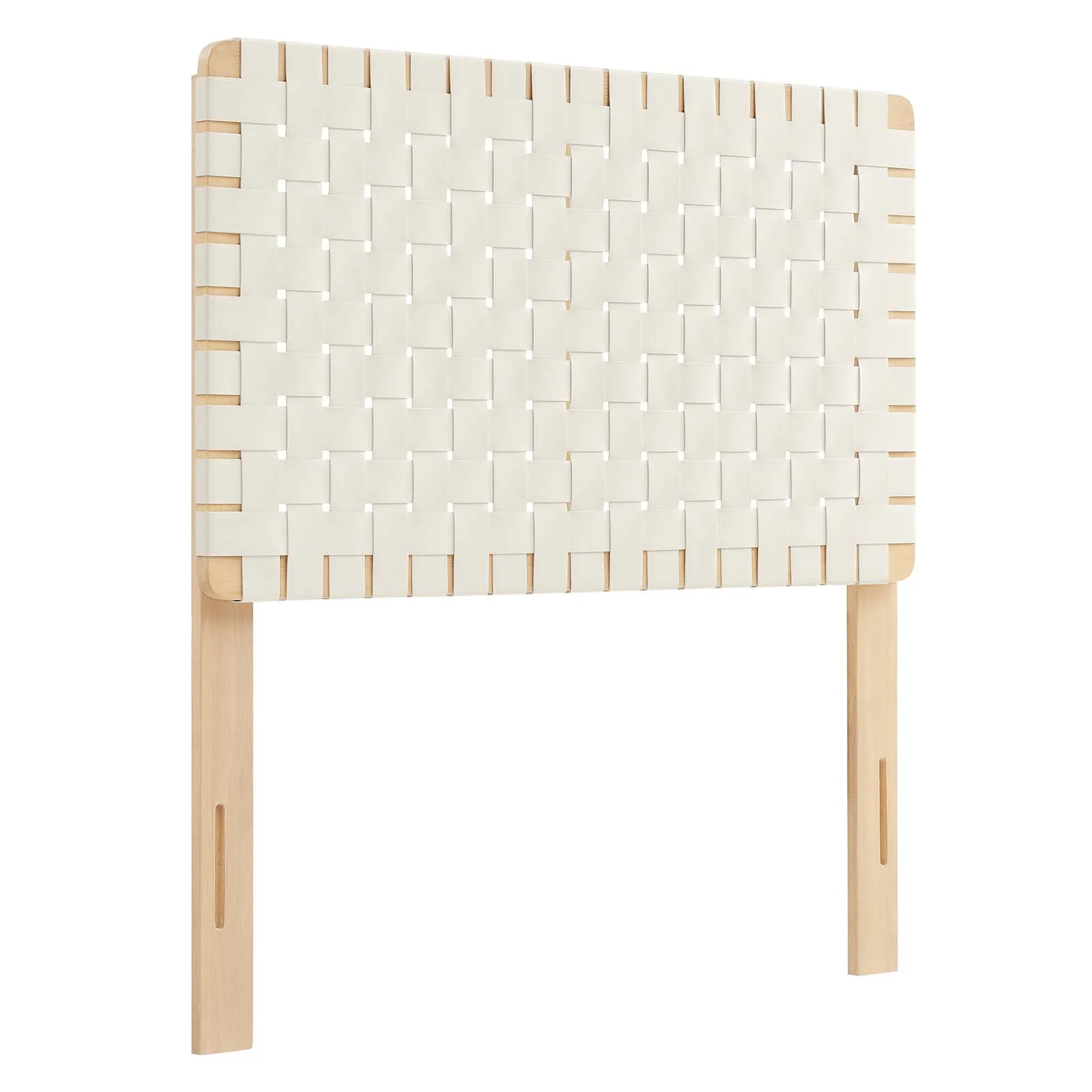 Modway Sparta Weave Twin Vegan Leather Headboard in Natural Beige