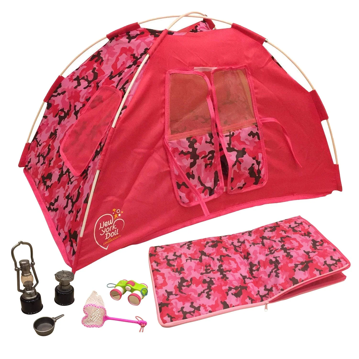 The New York Doll Collection Camping Set for 18 inch Dolls - Nylon, Pink Fabric