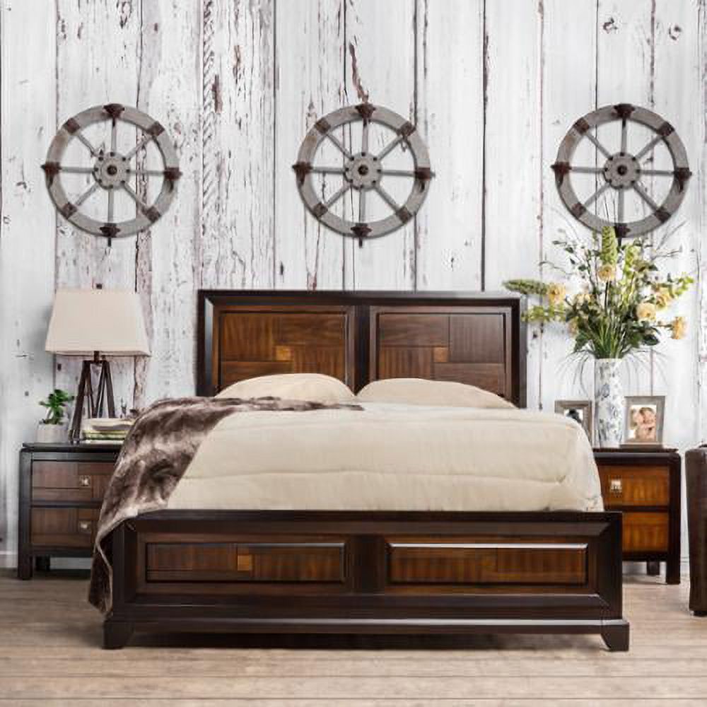 Furniture of America  Wigh Rustic Walnut Solid Wood Panel Bed Eastern King